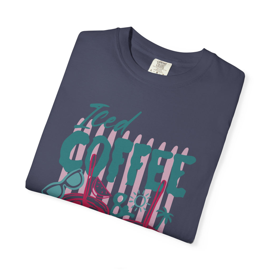 Coffee on the Rocks T-Shirt Comfort Colors, Beach Apparel for Iced coffee lover