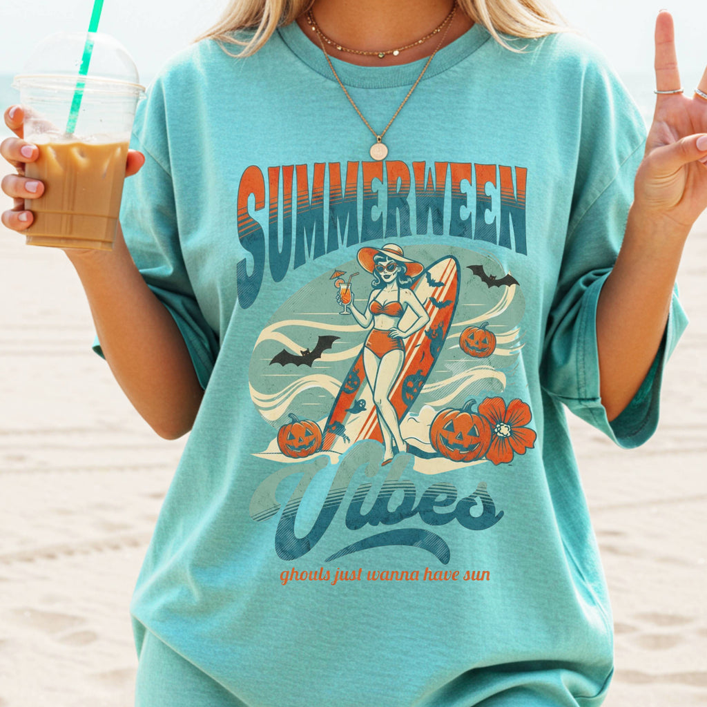 Summerween Vibes T shirt, Comfort Colors, Summer Halloween Shirt Ghouls just wanna have sun, Retro Vibes
