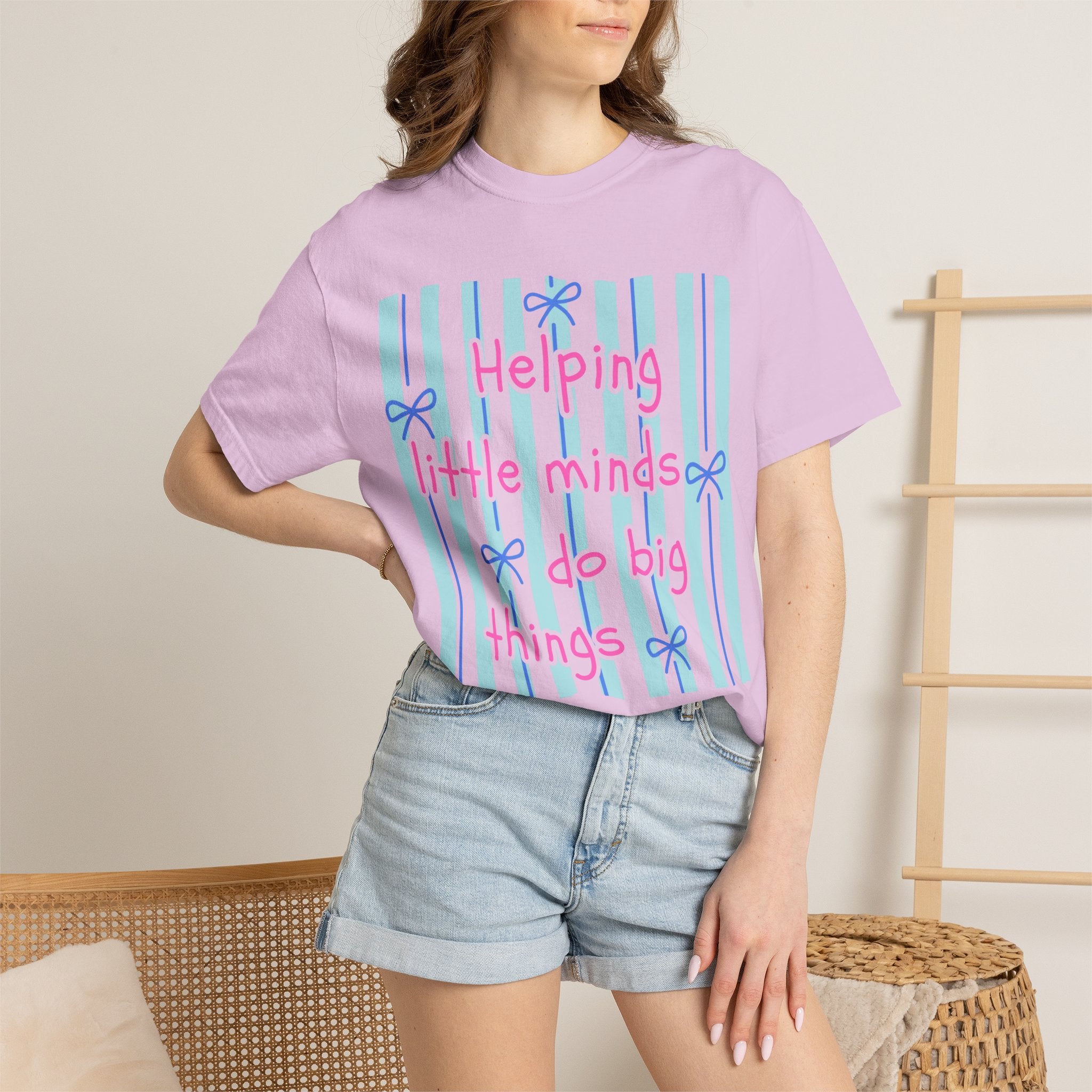 Teacher Shirt, Helping Tiny Humans do big things, Comfort Colors, Teacher appreciation gift, stripe trend