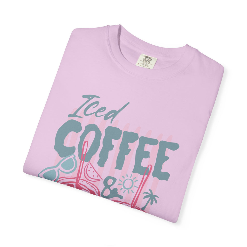 Coffee on the Rocks T-Shirt Comfort Colors, Beach Apparel for Iced coffee lover