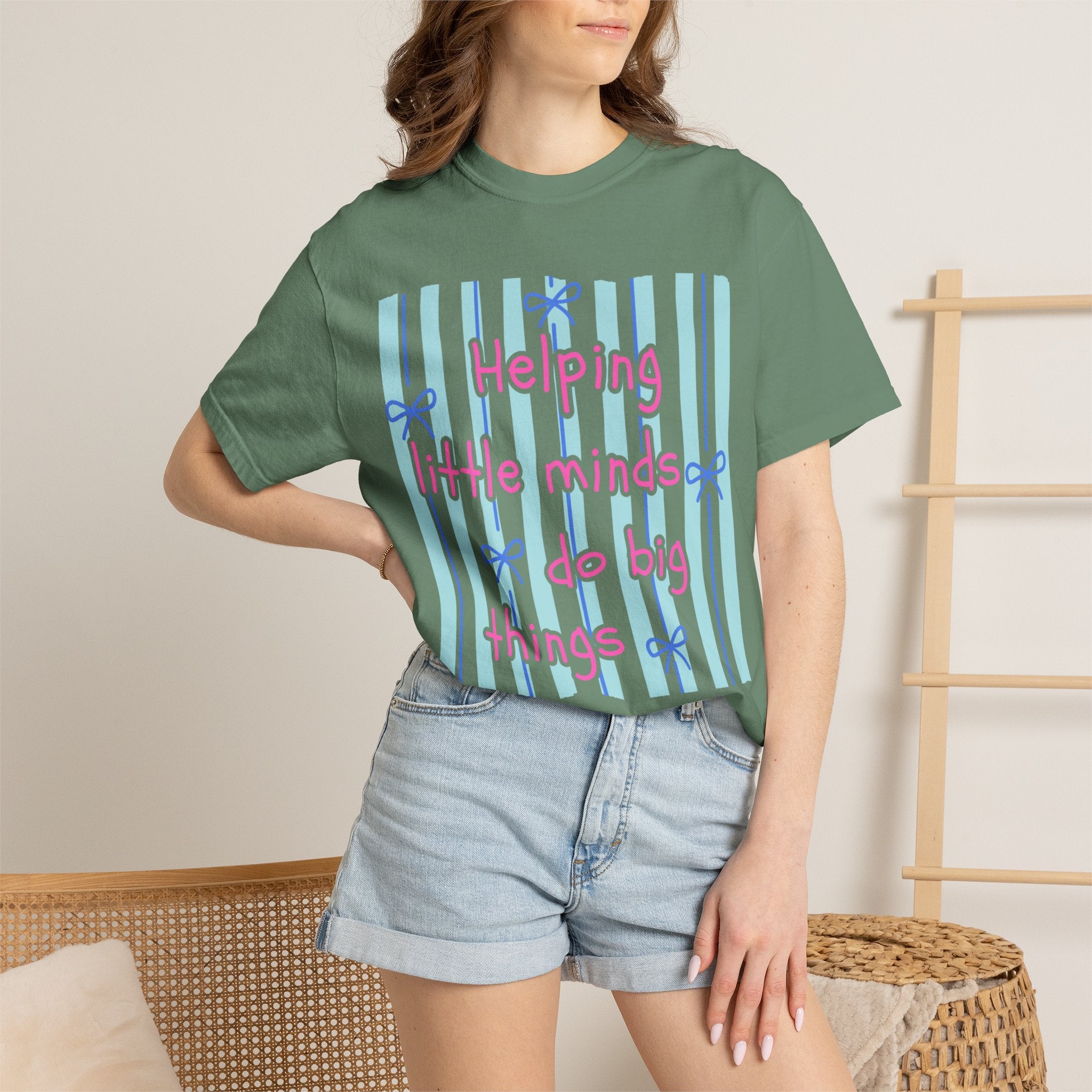Teacher Shirt, Helping Tiny Humans do big things, Comfort Colors, Teacher appreciation gift, stripe trend