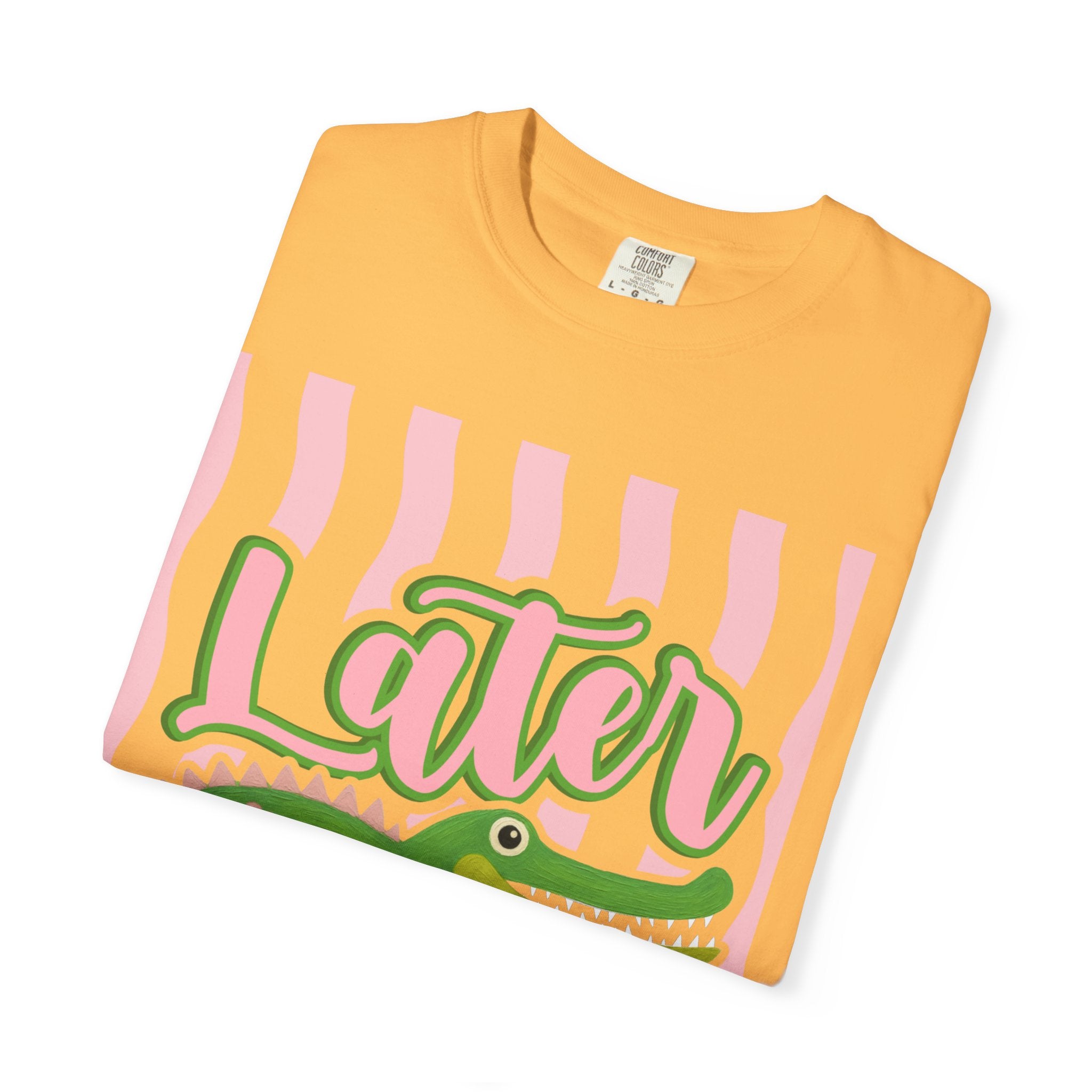 Later Gator T Shirt Comfort Colors, Beach Apparel, Pink Stripe trend, Summer shirt