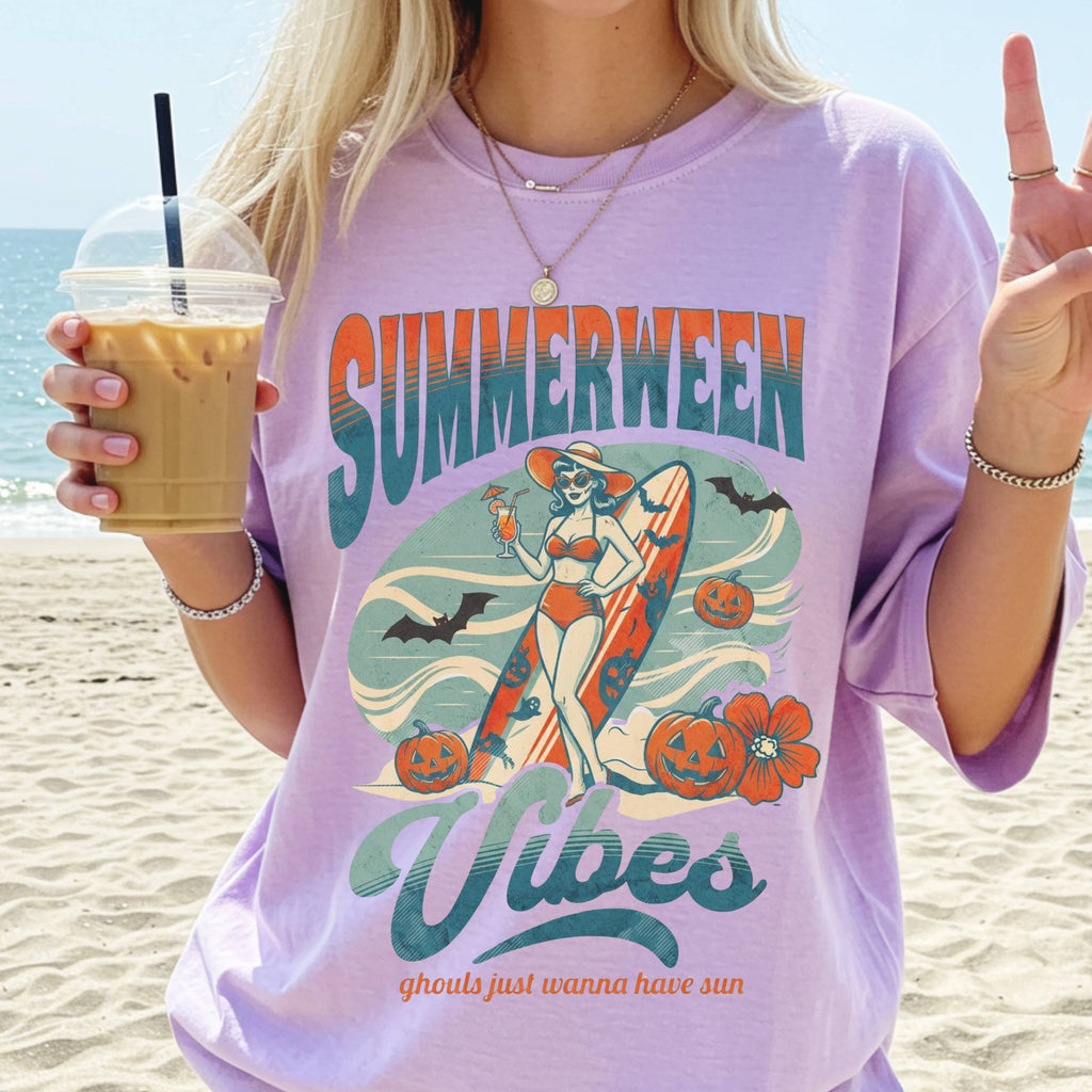 Summerween Vibes T shirt, Comfort Colors, Summer Halloween Shirt Ghouls just wanna have sun, Retro Vibes