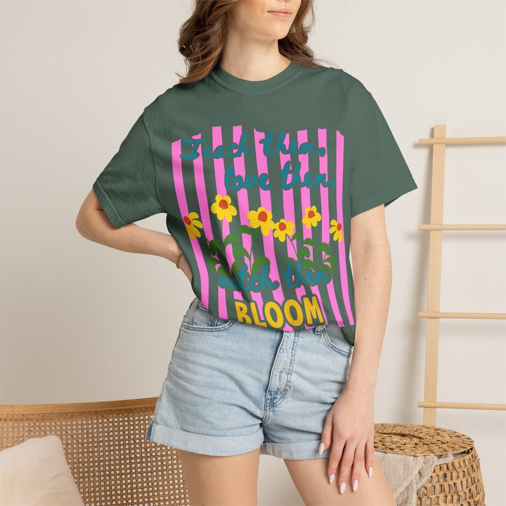 Teacher Shirt, Teach them love them watch them bloom, Comfort Colors, Teacher appreciation gift, stripe trend