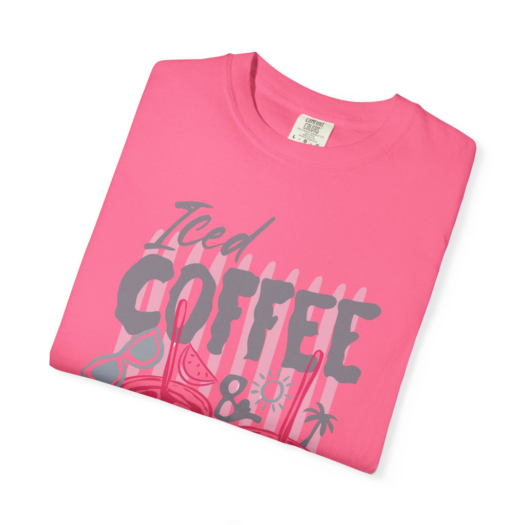 Coffee on the Rocks T-Shirt Comfort Colors, Beach Apparel for Iced coffee lover