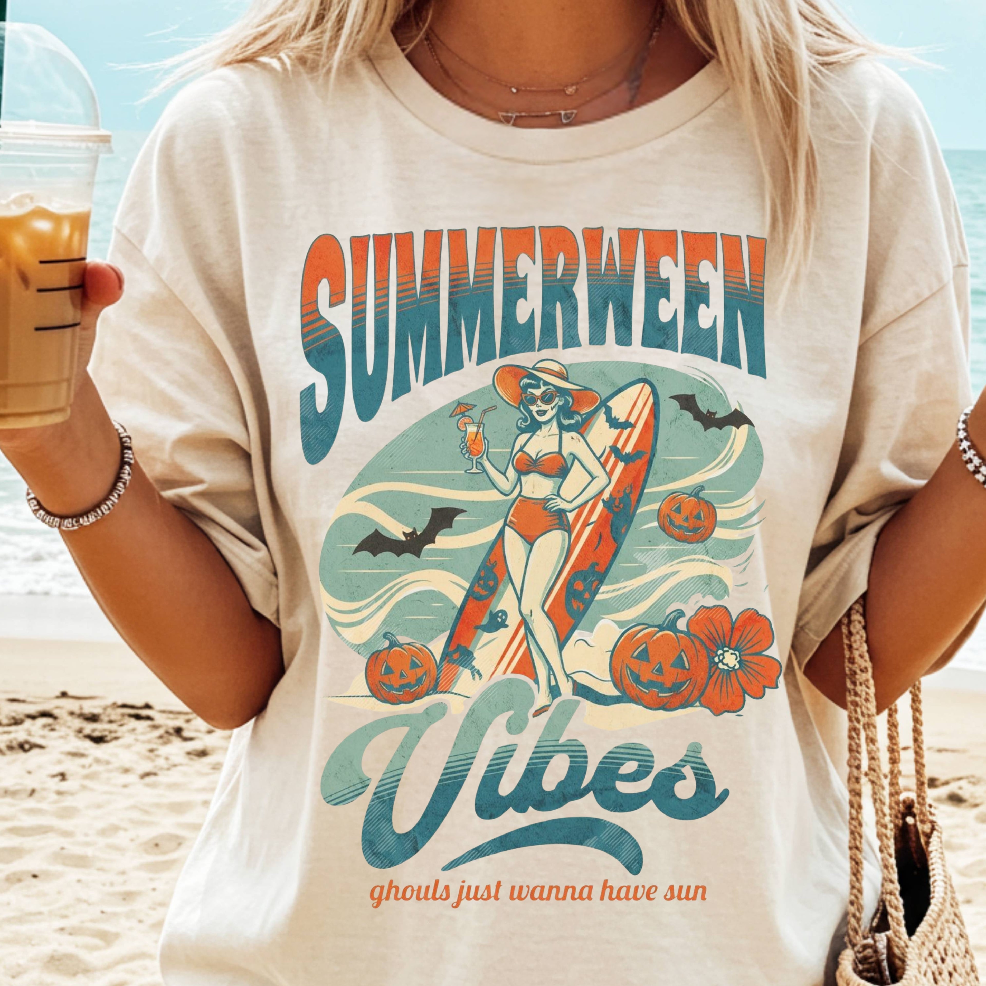 Summerween Vibes T shirt, Comfort Colors, Summer Halloween Shirt Ghouls just wanna have sun, Retro Vibes