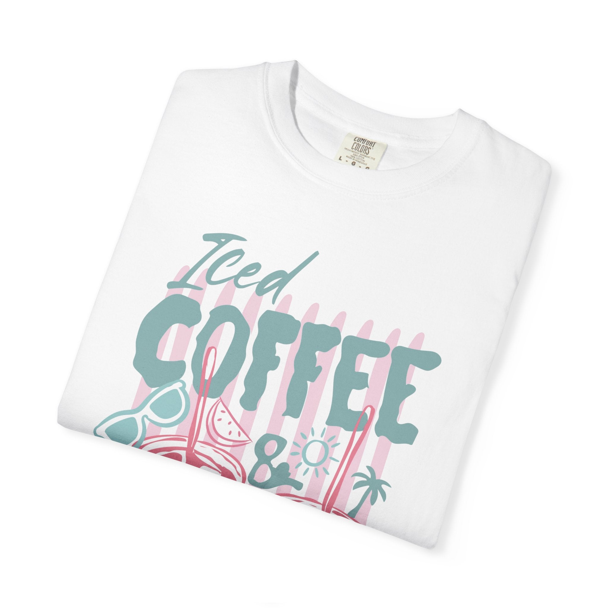 Coffee on the Rocks T-Shirt Comfort Colors, Beach Apparel for Iced coffee lover