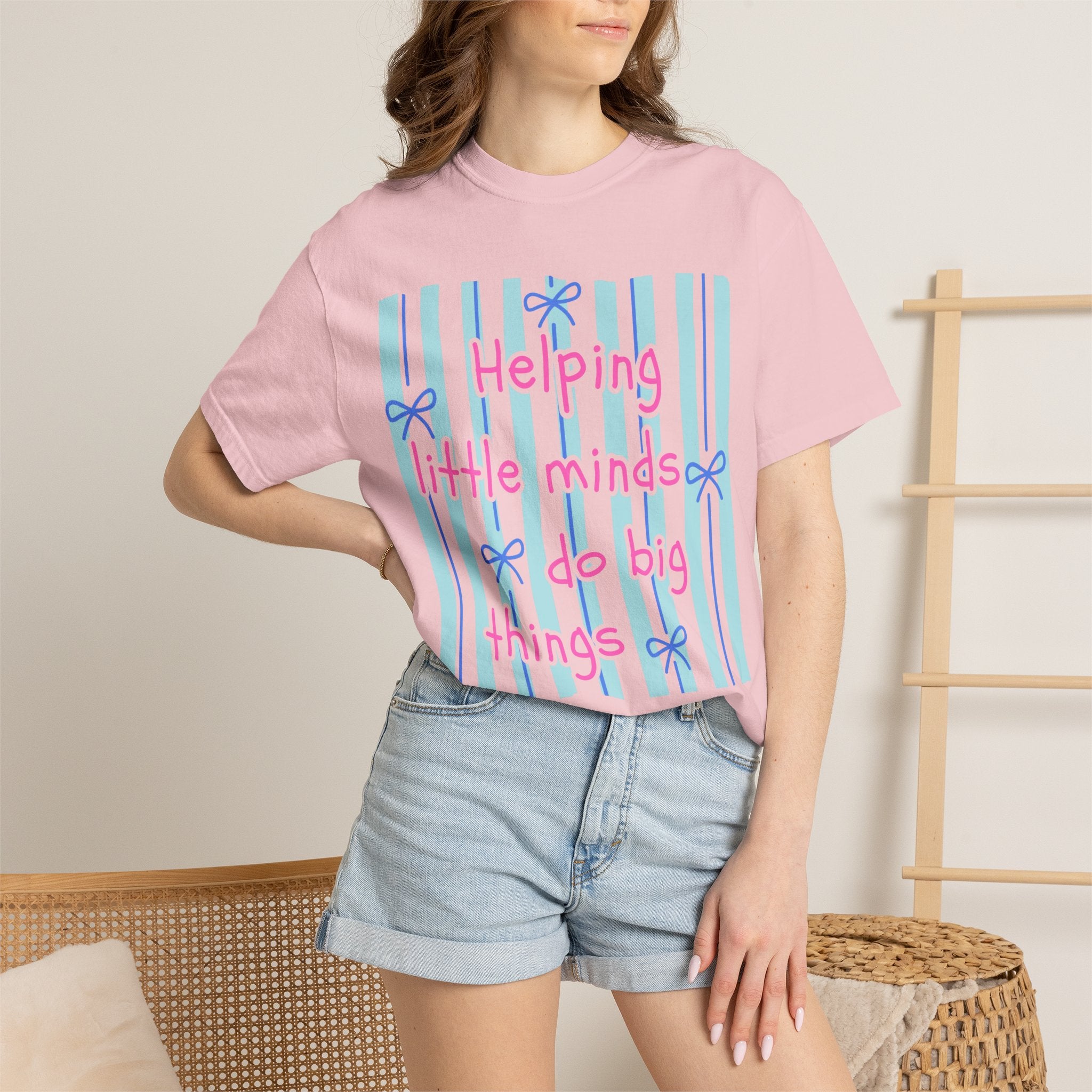 Teacher Shirt, Helping Tiny Humans do big things, Comfort Colors, Teacher appreciation gift, stripe trend