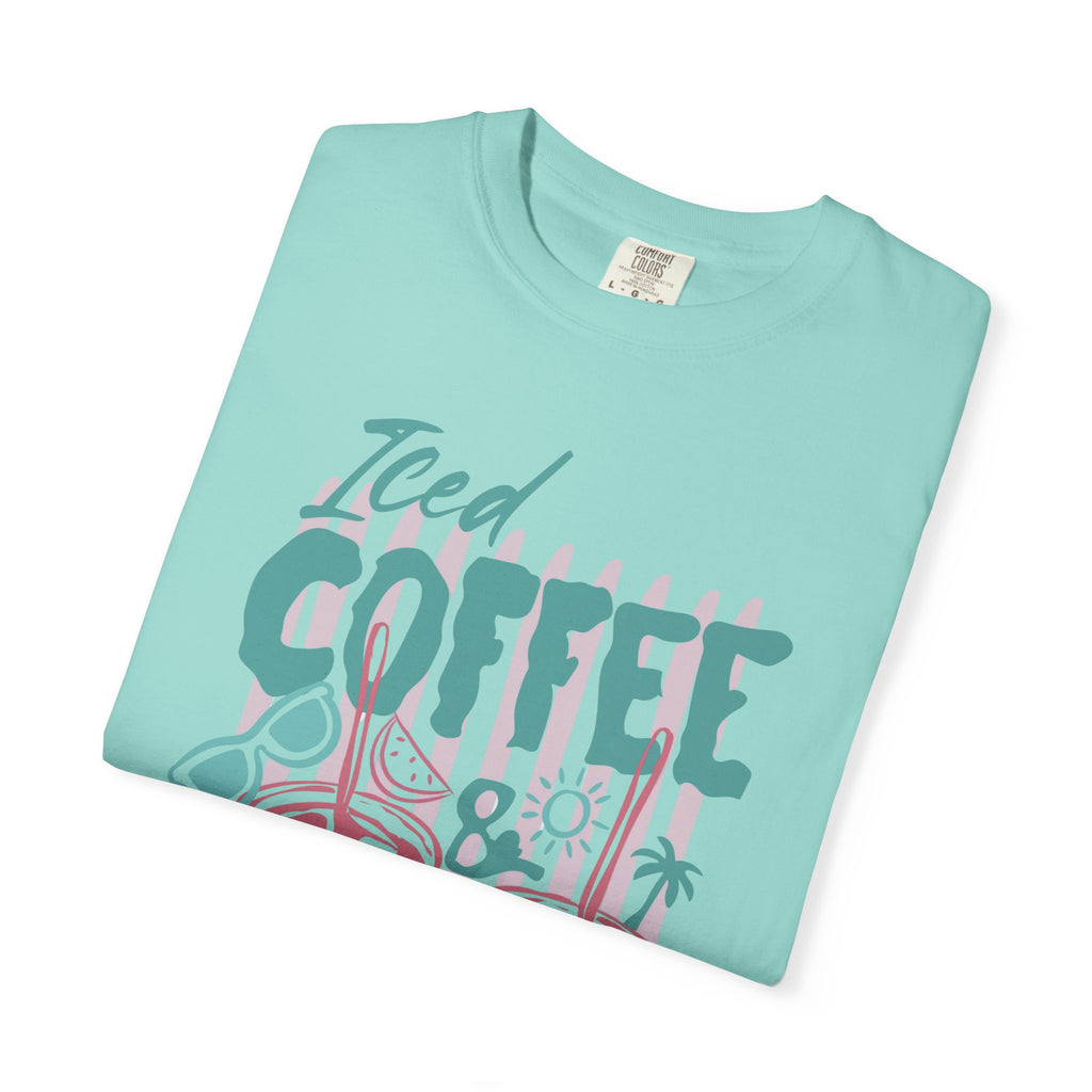 Coffee on the Rocks T-Shirt Comfort Colors, Beach Apparel for Iced coffee lover