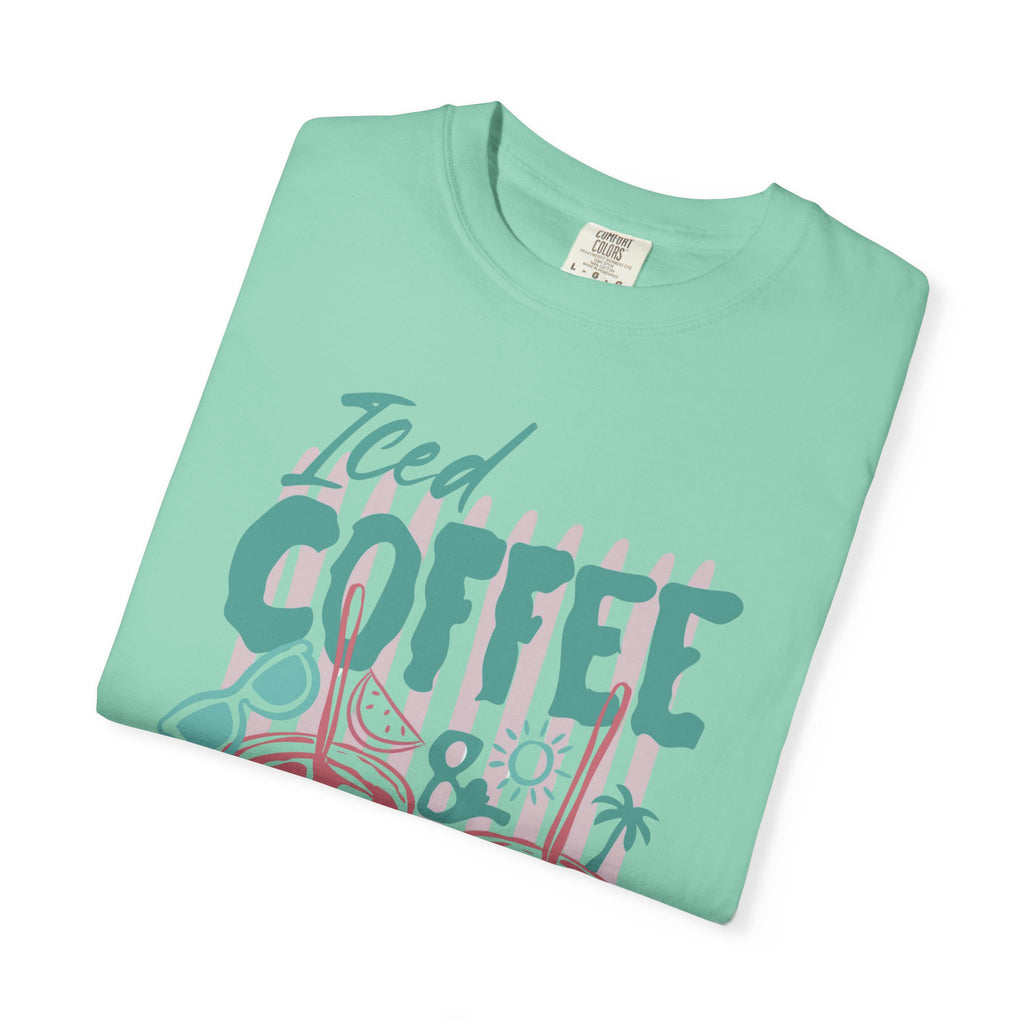 Coffee on the Rocks T-Shirt Comfort Colors, Beach Apparel for Iced coffee lover