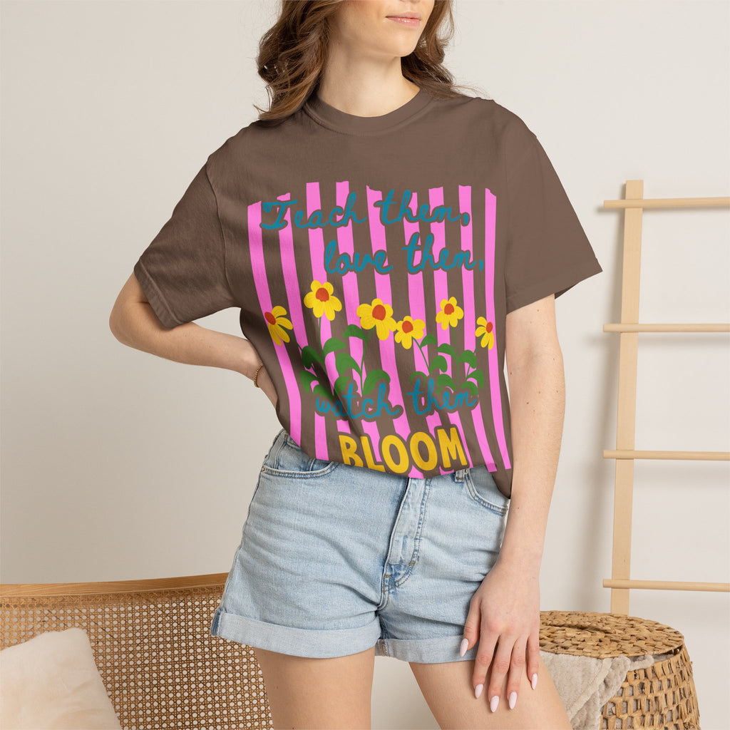 Teacher Shirt, Teach them love them watch them bloom, Comfort Colors, Teacher appreciation gift, stripe trend