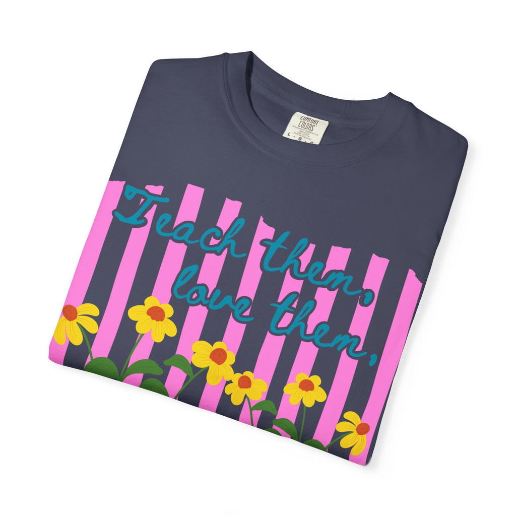 Teacher Shirt, Teach them love them watch them bloom, Comfort Colors, Teacher appreciation gift, stripe trend