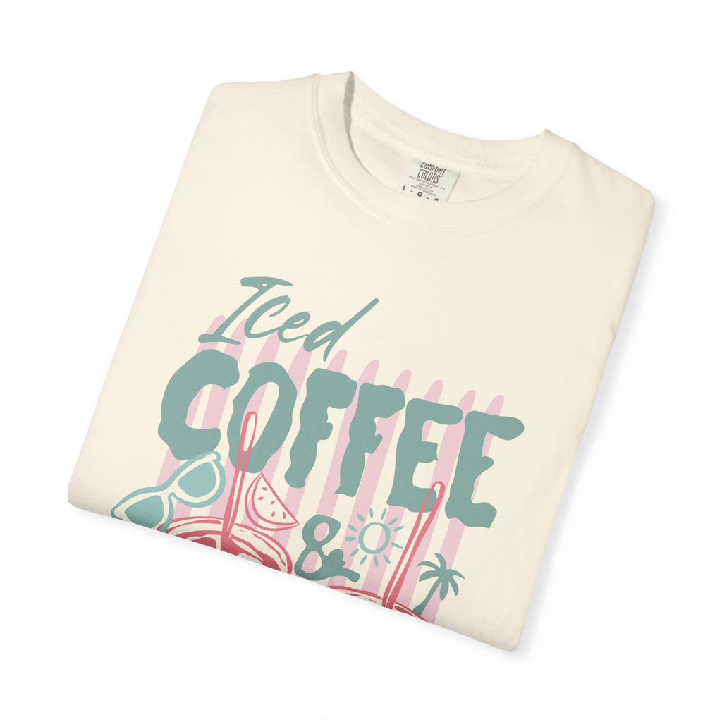 Coffee on the Rocks T-Shirt Comfort Colors, Beach Apparel for Iced coffee lover