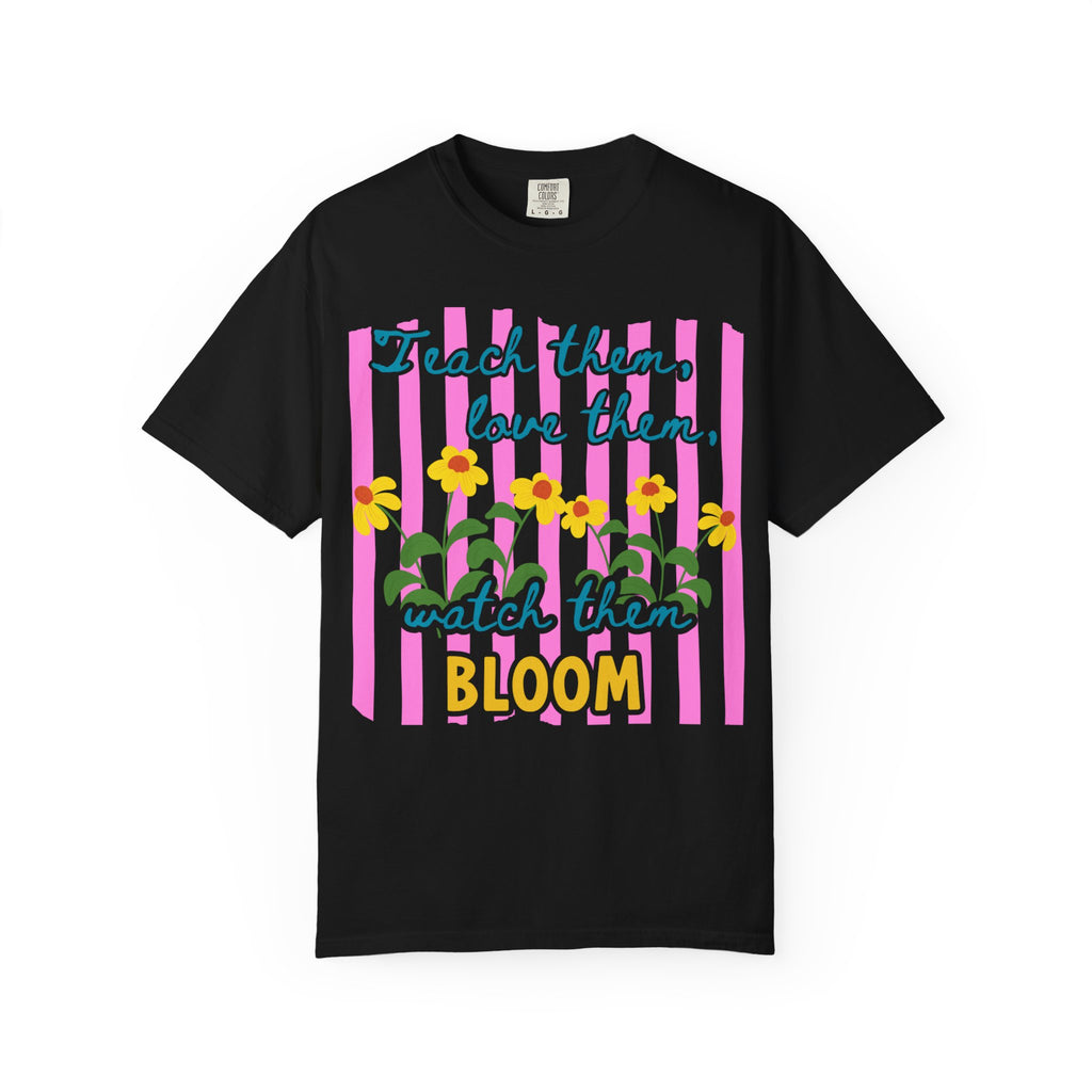 Teacher Shirt, Teach them love them watch them bloom, Comfort Colors, Teacher appreciation gift, stripe trend