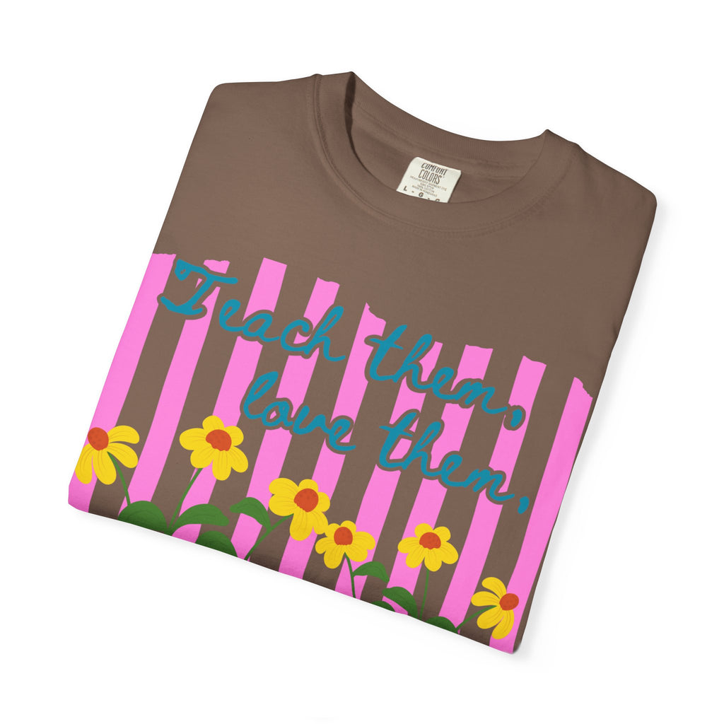 Teacher Shirt, Teach them love them watch them bloom, Comfort Colors, Teacher appreciation gift, stripe trend