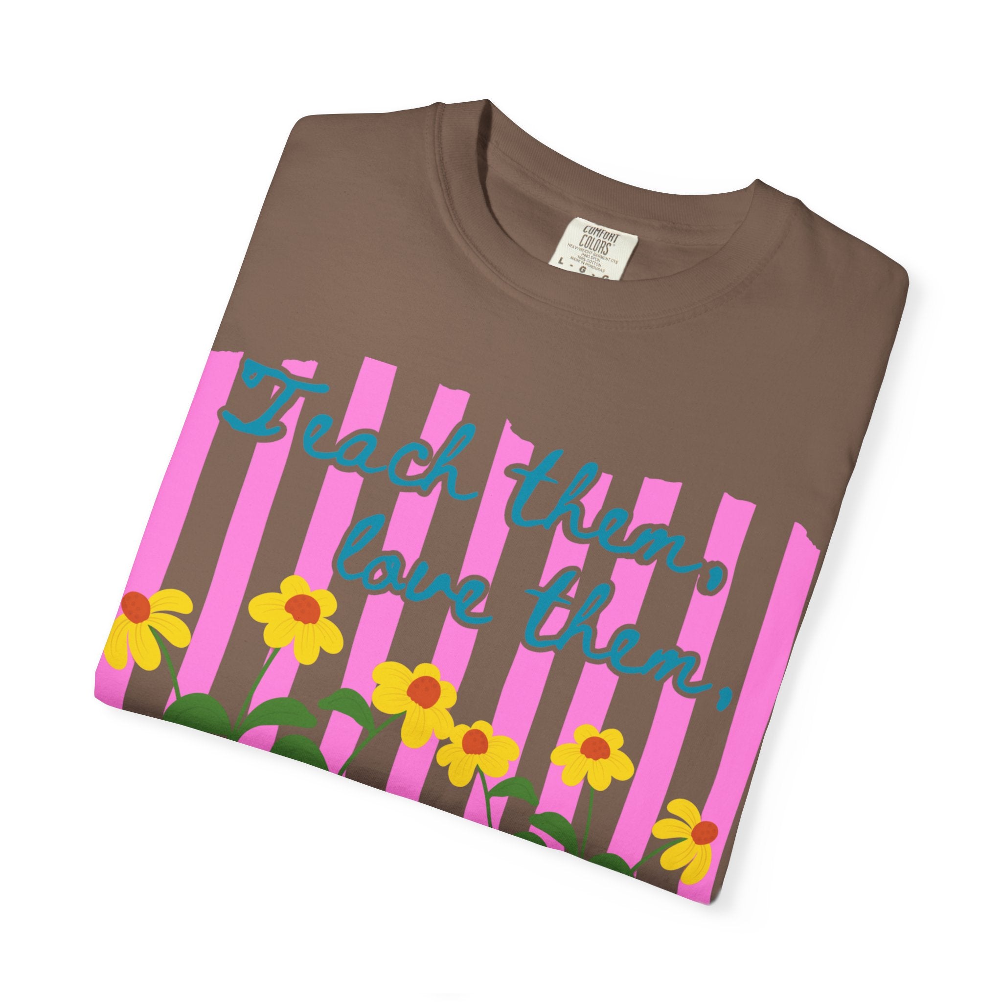 Teacher Shirt, Teach them love them watch them bloom, Comfort Colors, Teacher appreciation gift, stripe trend