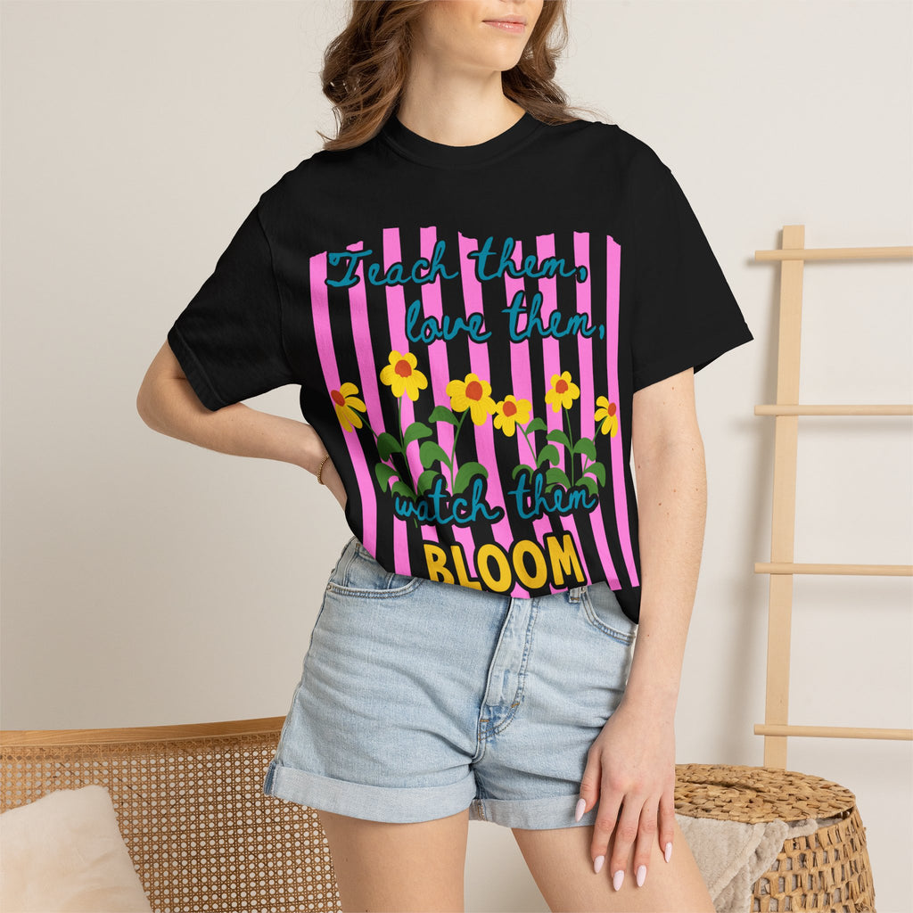 Teacher Shirt, Teach them love them watch them bloom, Comfort Colors, Teacher appreciation gift, stripe trend