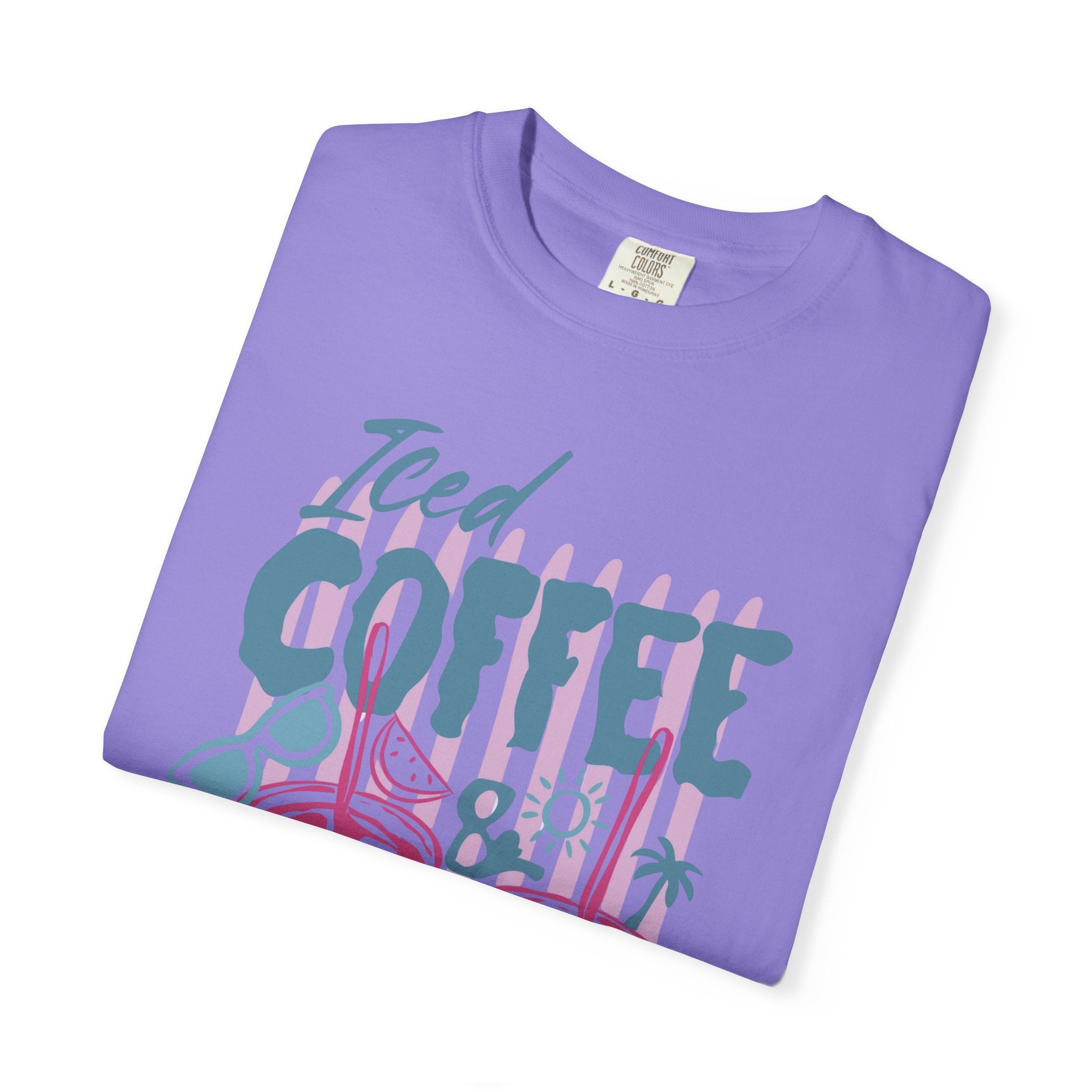 Coffee on the Rocks T-Shirt Comfort Colors, Beach Apparel for Iced coffee lover