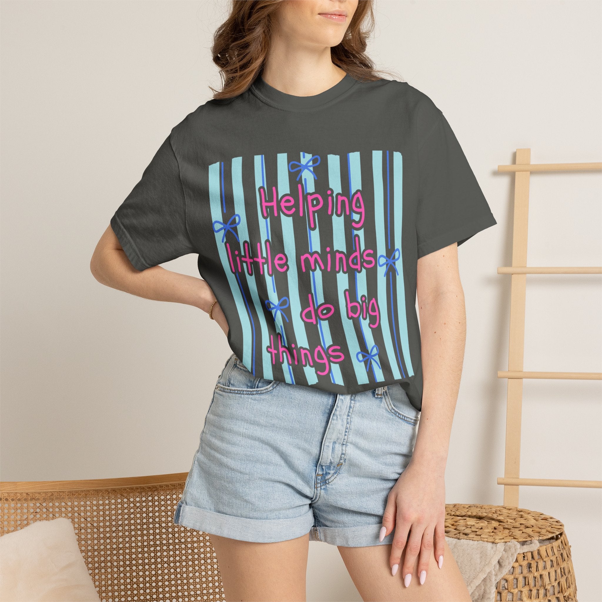 Teacher Shirt, Helping Tiny Humans do big things, Comfort Colors, Teacher appreciation gift, stripe trend