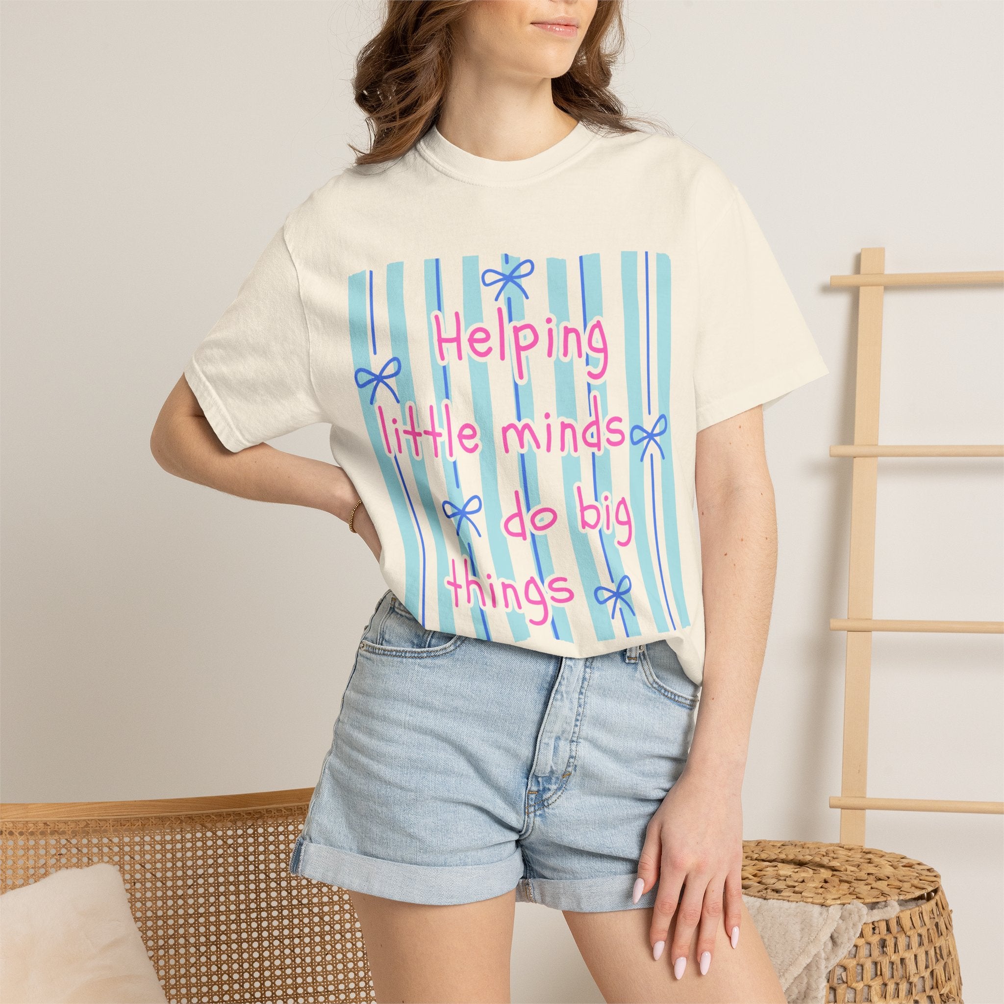 Teacher Shirt, Helping Tiny Humans do big things, Comfort Colors, Teacher appreciation gift, stripe trend