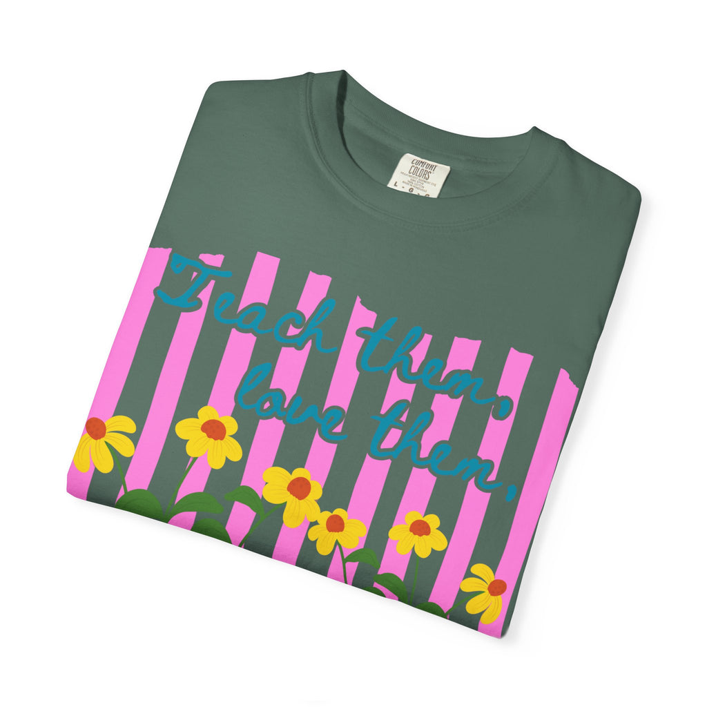 Teacher Shirt, Teach them love them watch them bloom, Comfort Colors, Teacher appreciation gift, stripe trend