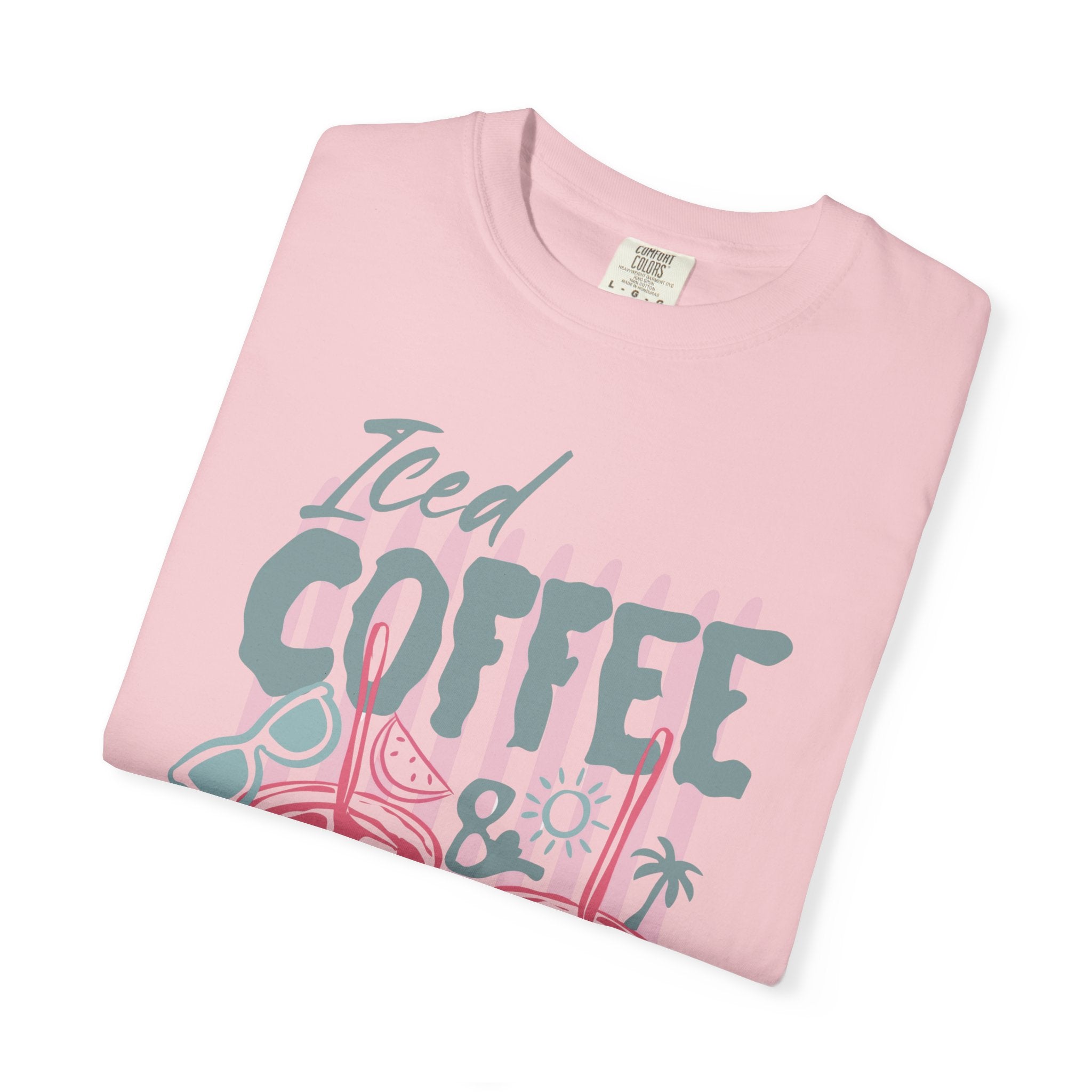 Coffee on the Rocks T-Shirt Comfort Colors, Beach Apparel for Iced coffee lover