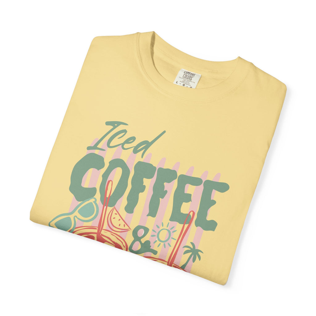 Coffee on the Rocks T-Shirt Comfort Colors, Beach Apparel for Iced coffee lover