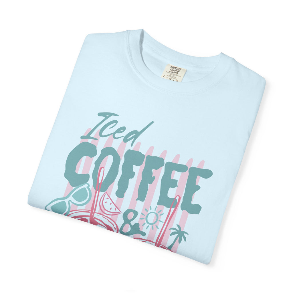 Coffee on the Rocks T-Shirt Comfort Colors, Beach Apparel for Iced coffee lover
