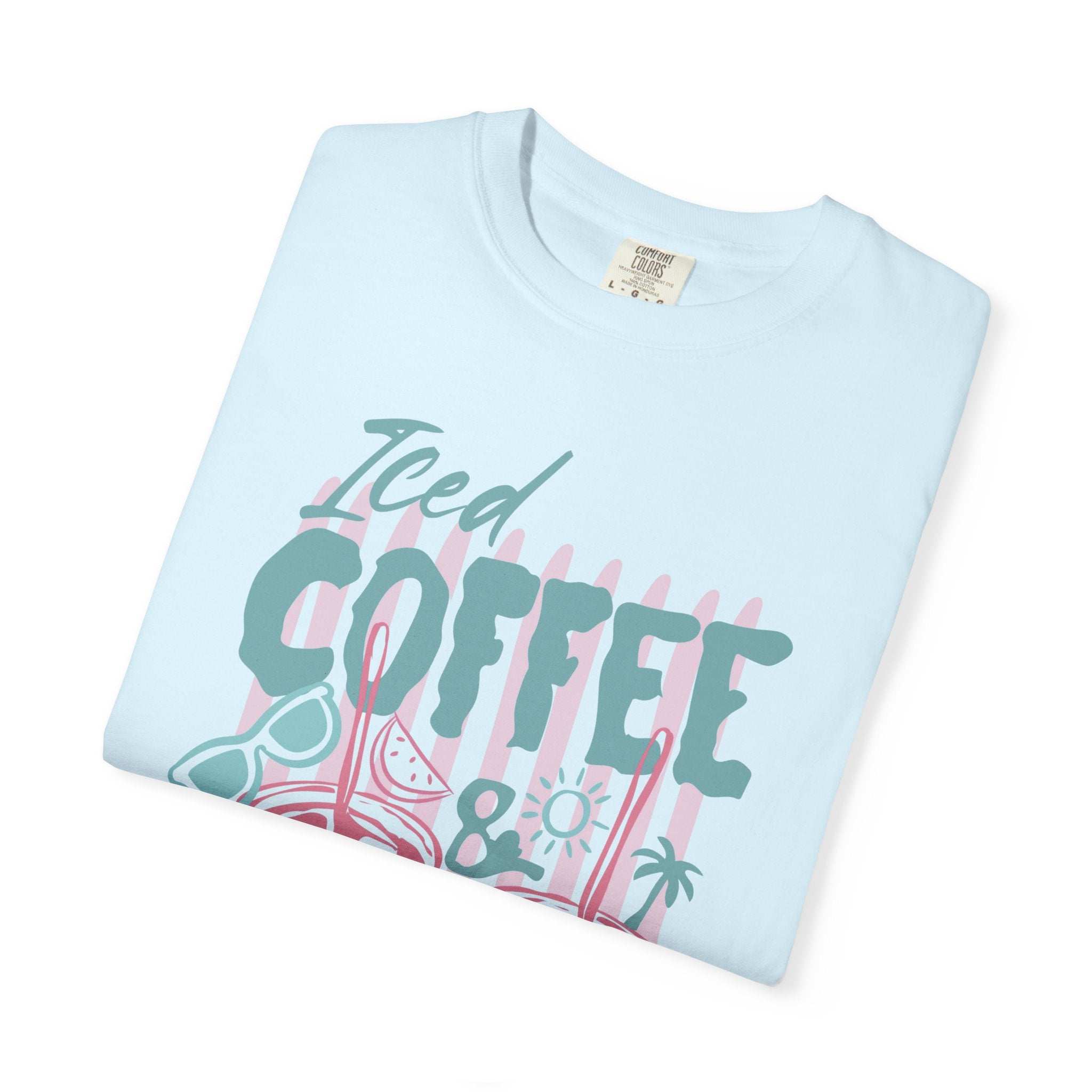 Coffee on the Rocks T-Shirt Comfort Colors, Beach Apparel for Iced coffee lover
