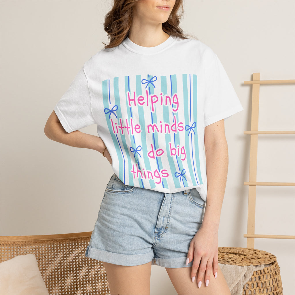 Teacher Shirt, Helping Tiny Humans do big things, Comfort Colors, Teacher appreciation gift, stripe trend