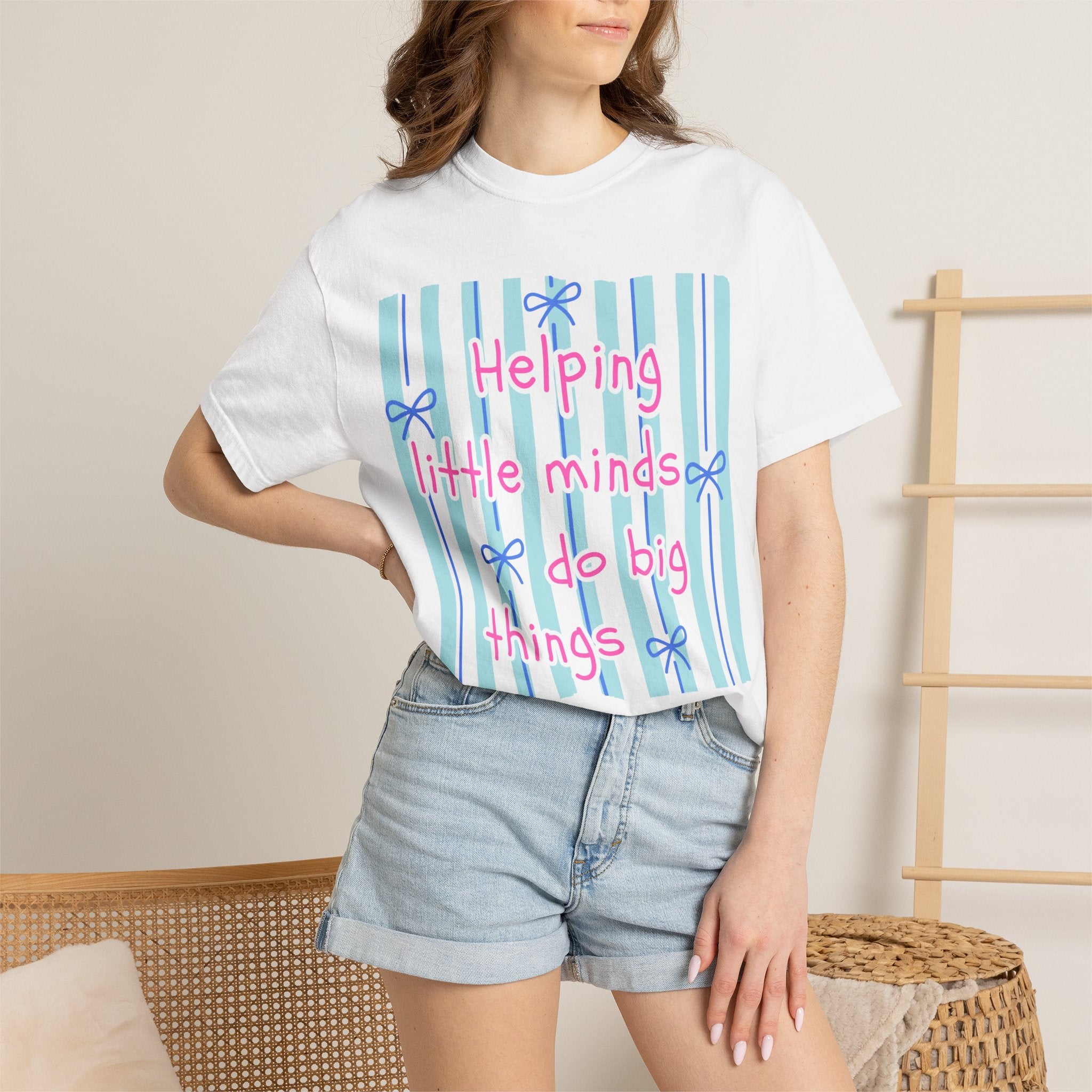 Teacher Shirt, Helping Tiny Humans do big things, Comfort Colors, Teacher appreciation gift, stripe trend