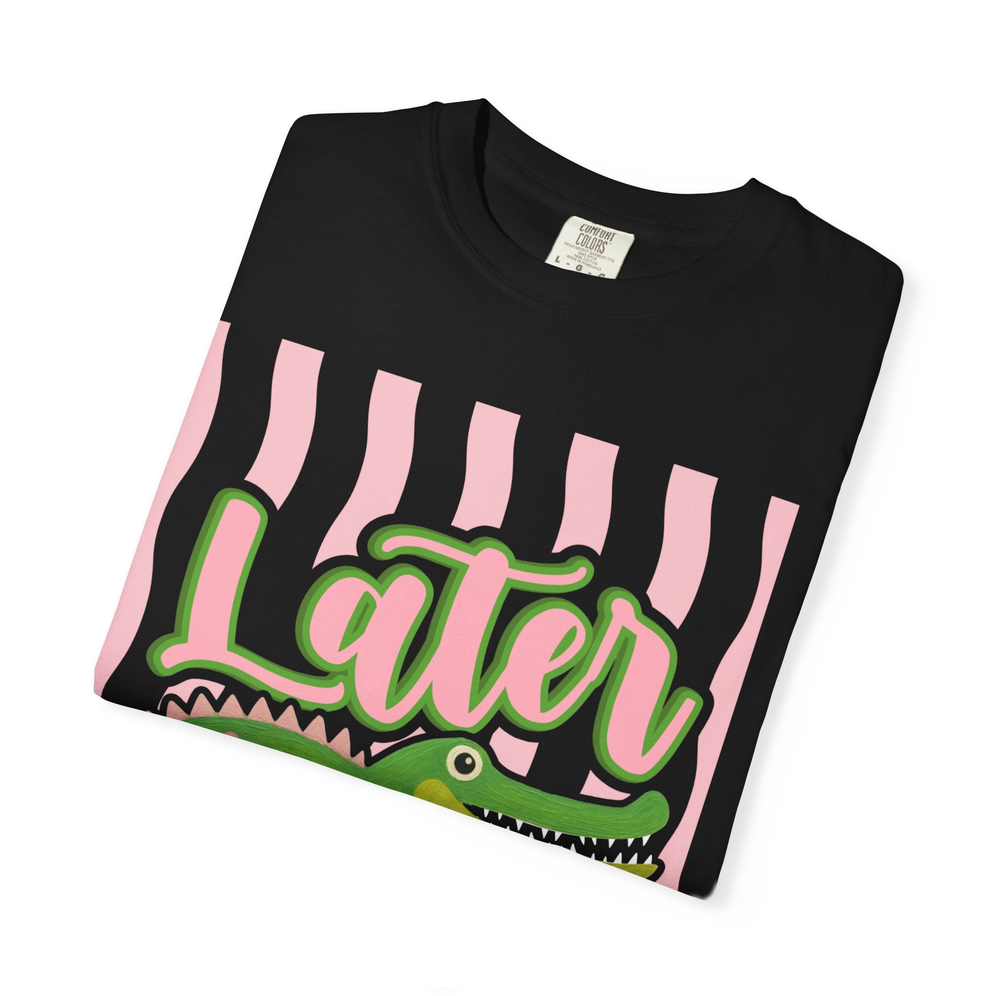 Later Gator T Shirt Comfort Colors, Beach Apparel, Pink Stripe trend, Summer shirt