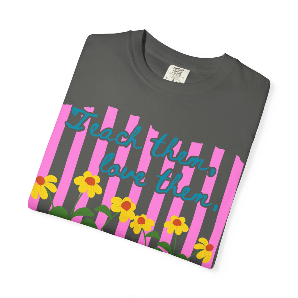 Teacher Shirt, Teach them love them watch them bloom, Comfort Colors, Teacher appreciation gift, stripe trend