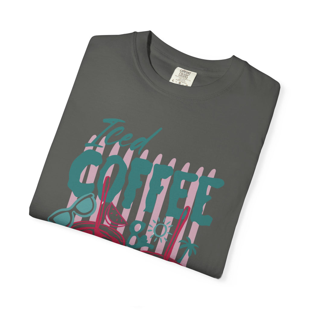 Coffee on the Rocks T-Shirt Comfort Colors, Beach Apparel for Iced coffee lover