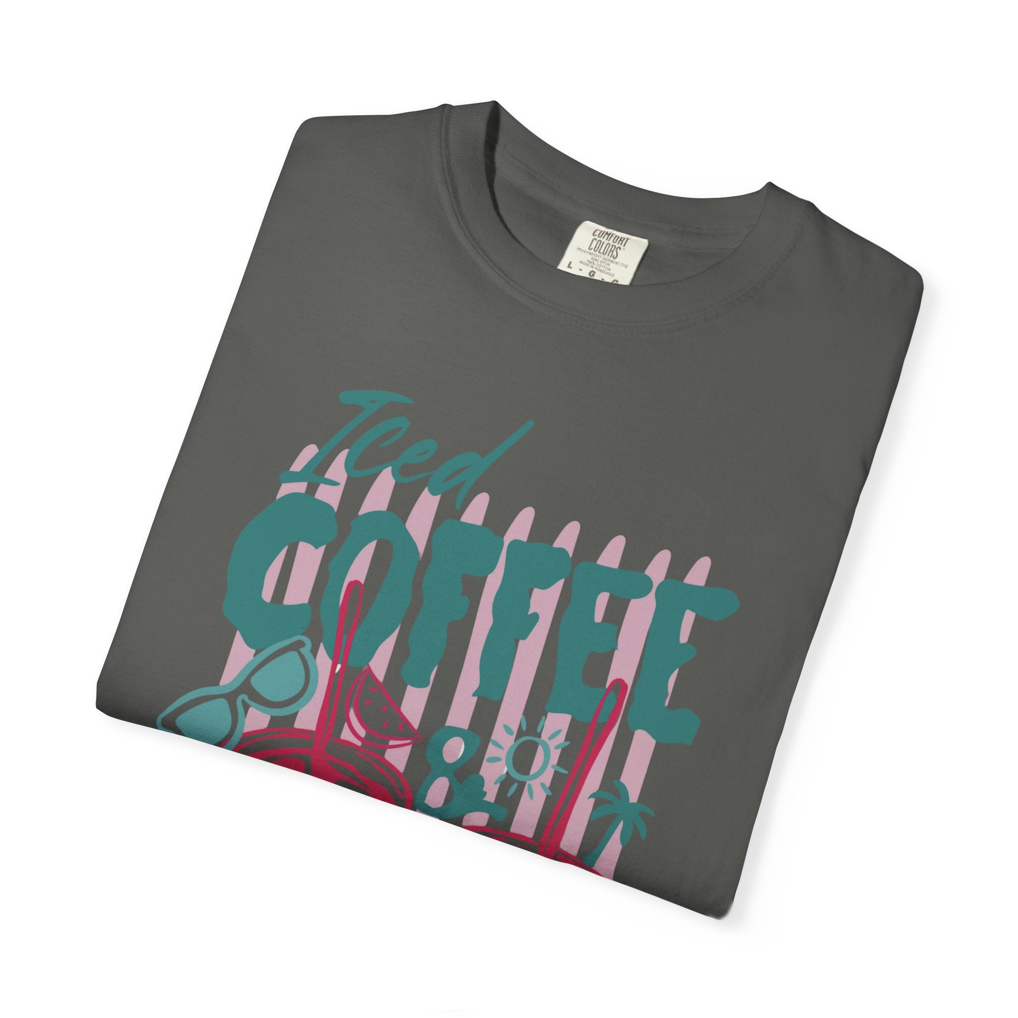 Coffee on the Rocks T-Shirt Comfort Colors, Beach Apparel for Iced coffee lover