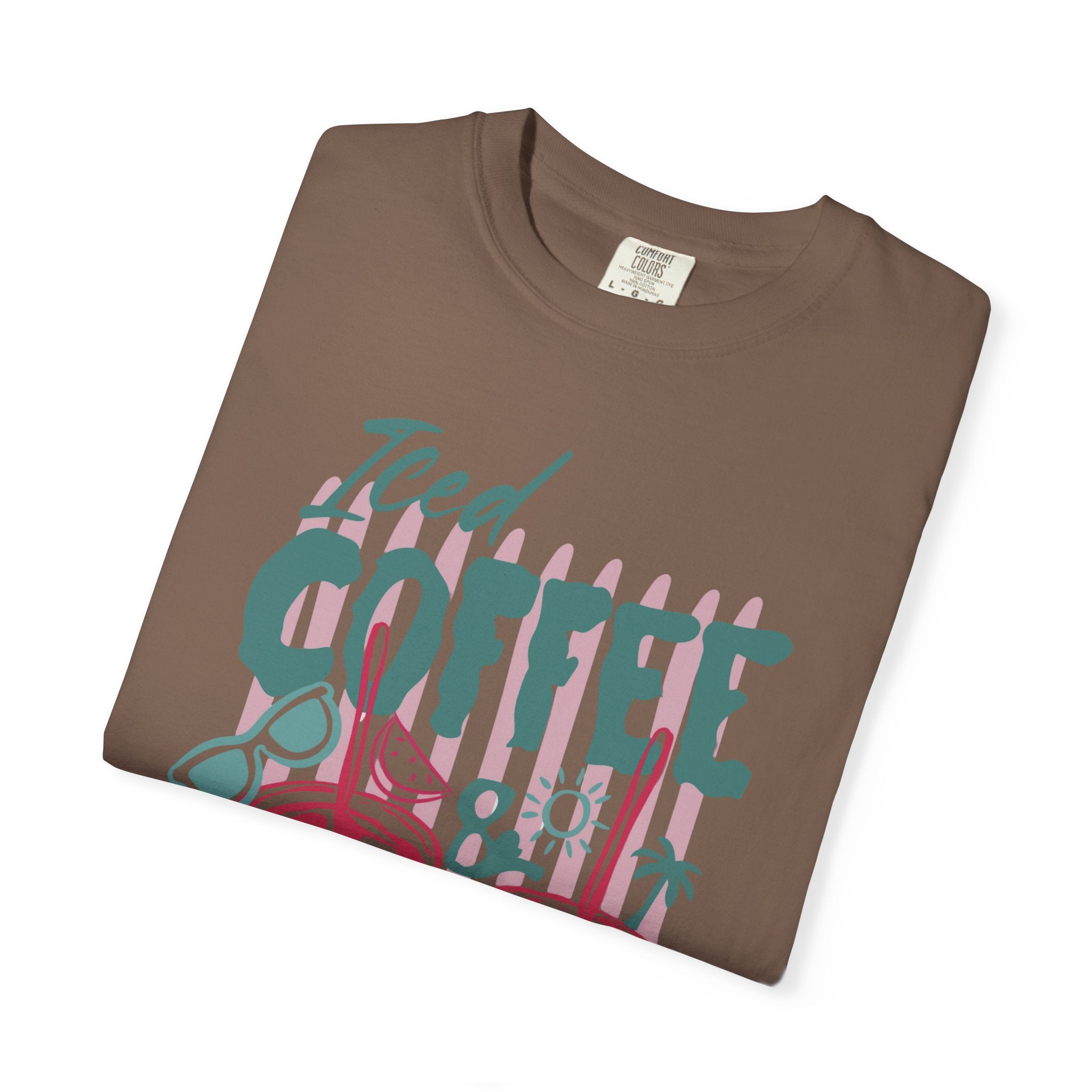 Coffee on the Rocks T-Shirt Comfort Colors, Beach Apparel for Iced coffee lover