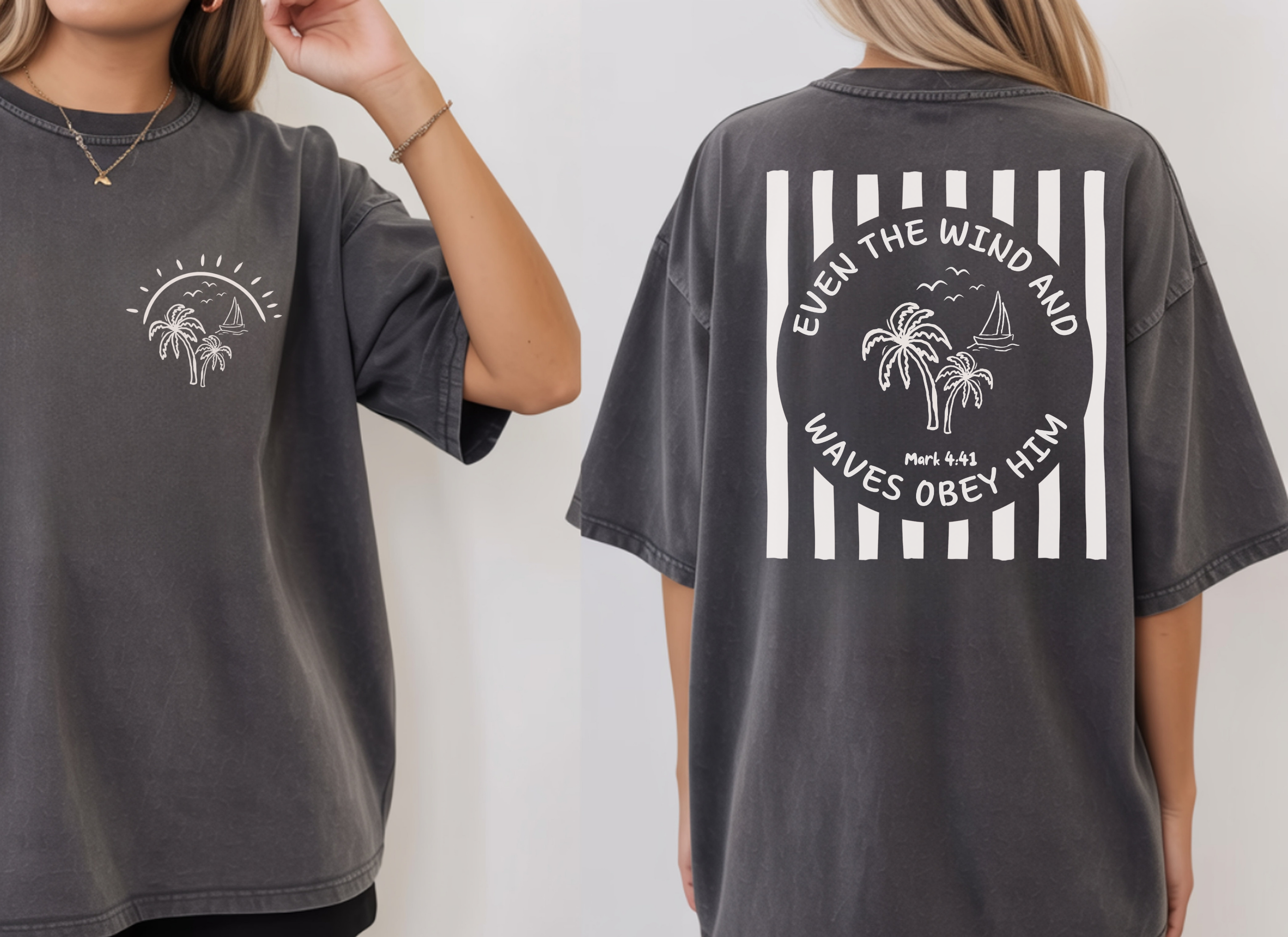 Even the Wind and Waves Obey him Shirt Comfort Colors T_shirt, Mark 4:41, Bible Verse Tee