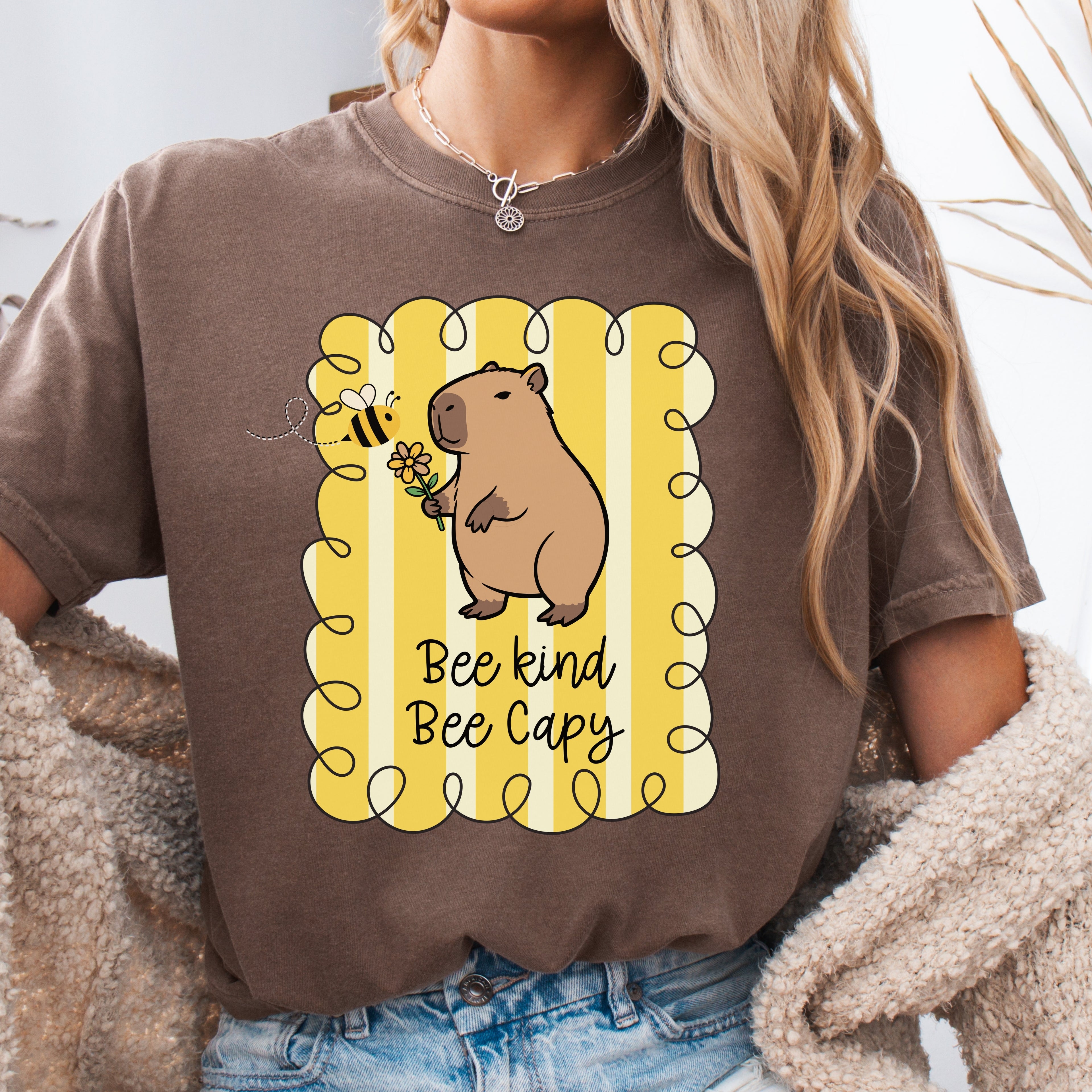 Capybara Be kind Be Capy T-shirt, Comfort Colors, Cute gift, stripe trend