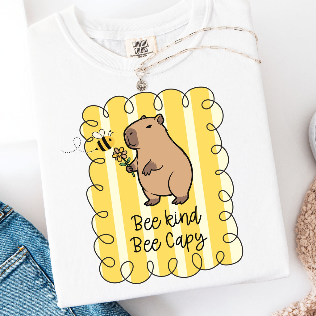 Capybara Be kind Be Capy T-shirt, Comfort Colors, Cute gift, stripe trend