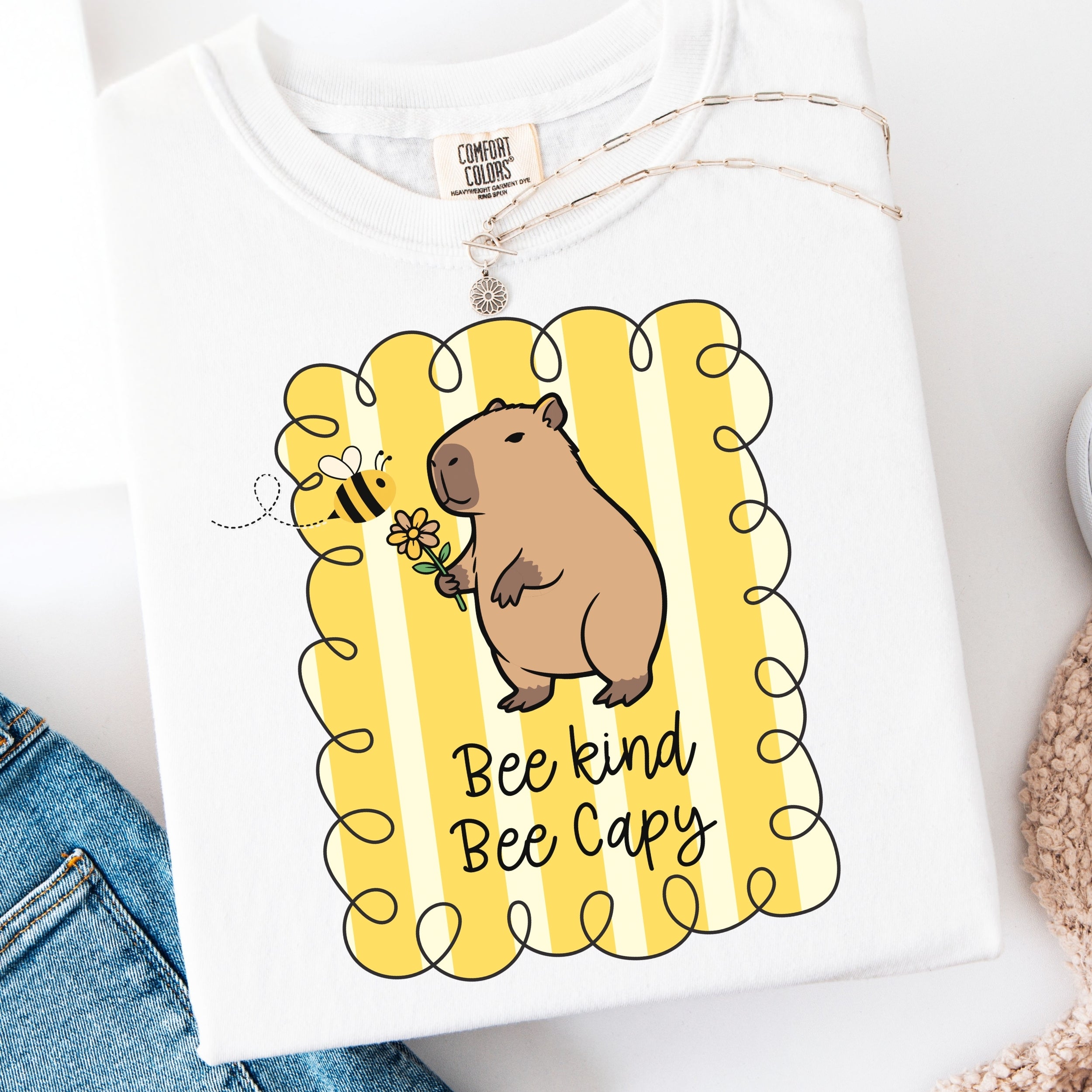 Capybara Be kind Be Capy T-shirt, Comfort Colors, Cute gift, stripe trend