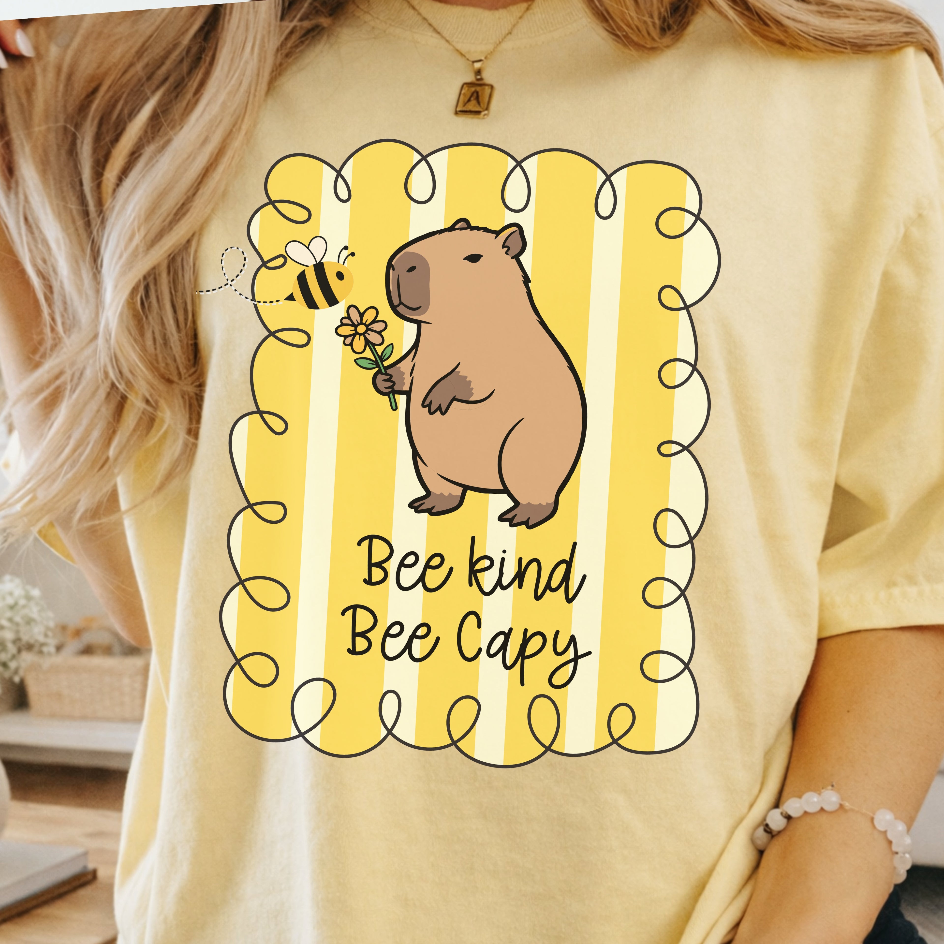 Capybara Be kind Be Capy T-shirt, Comfort Colors, Cute gift, stripe trend