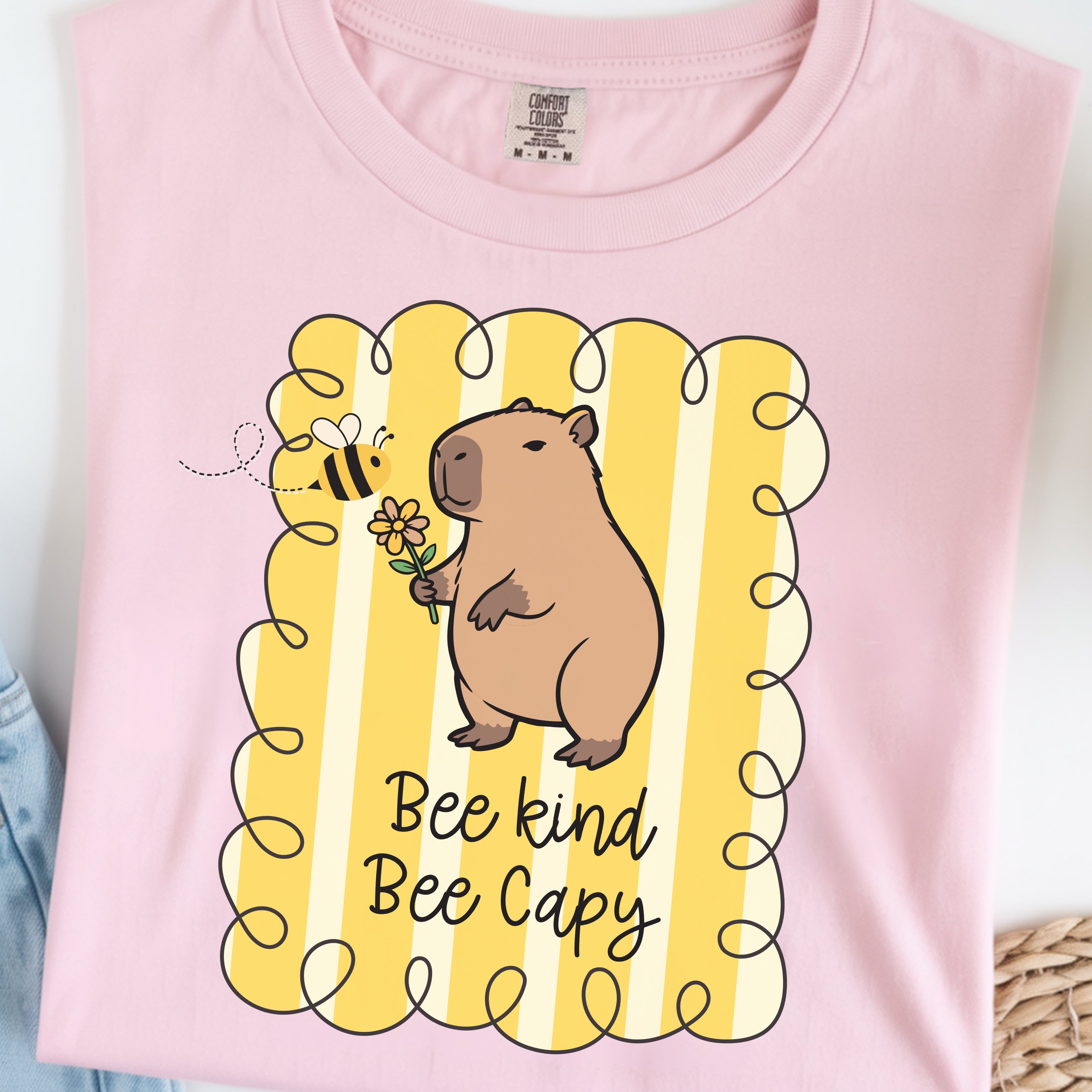 Capybara Be kind Be Capy T-shirt, Comfort Colors, Cute gift, stripe trend
