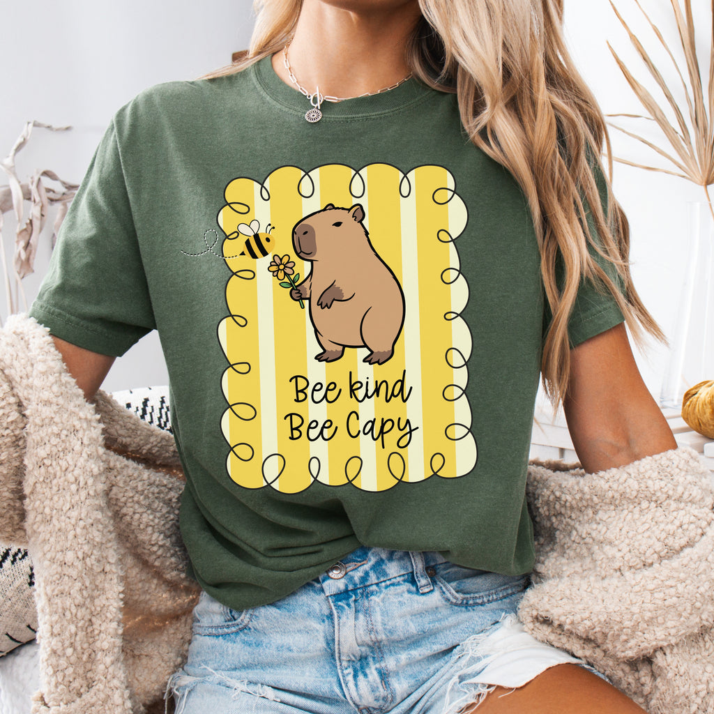 Capybara Be kind Be Capy T-shirt, Comfort Colors, Cute gift, stripe trend