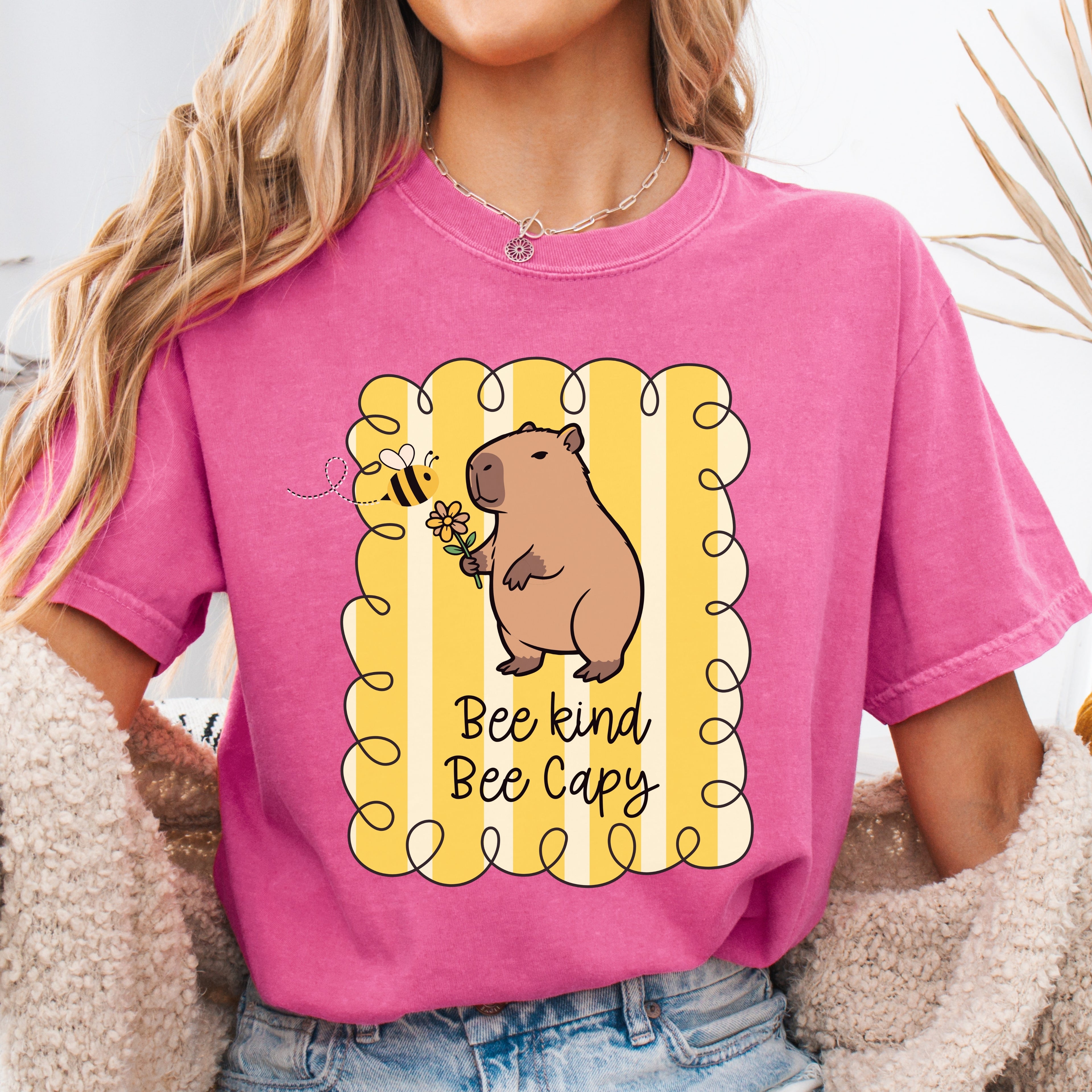 Capybara Be kind Be Capy T-shirt, Comfort Colors, Cute gift, stripe trend