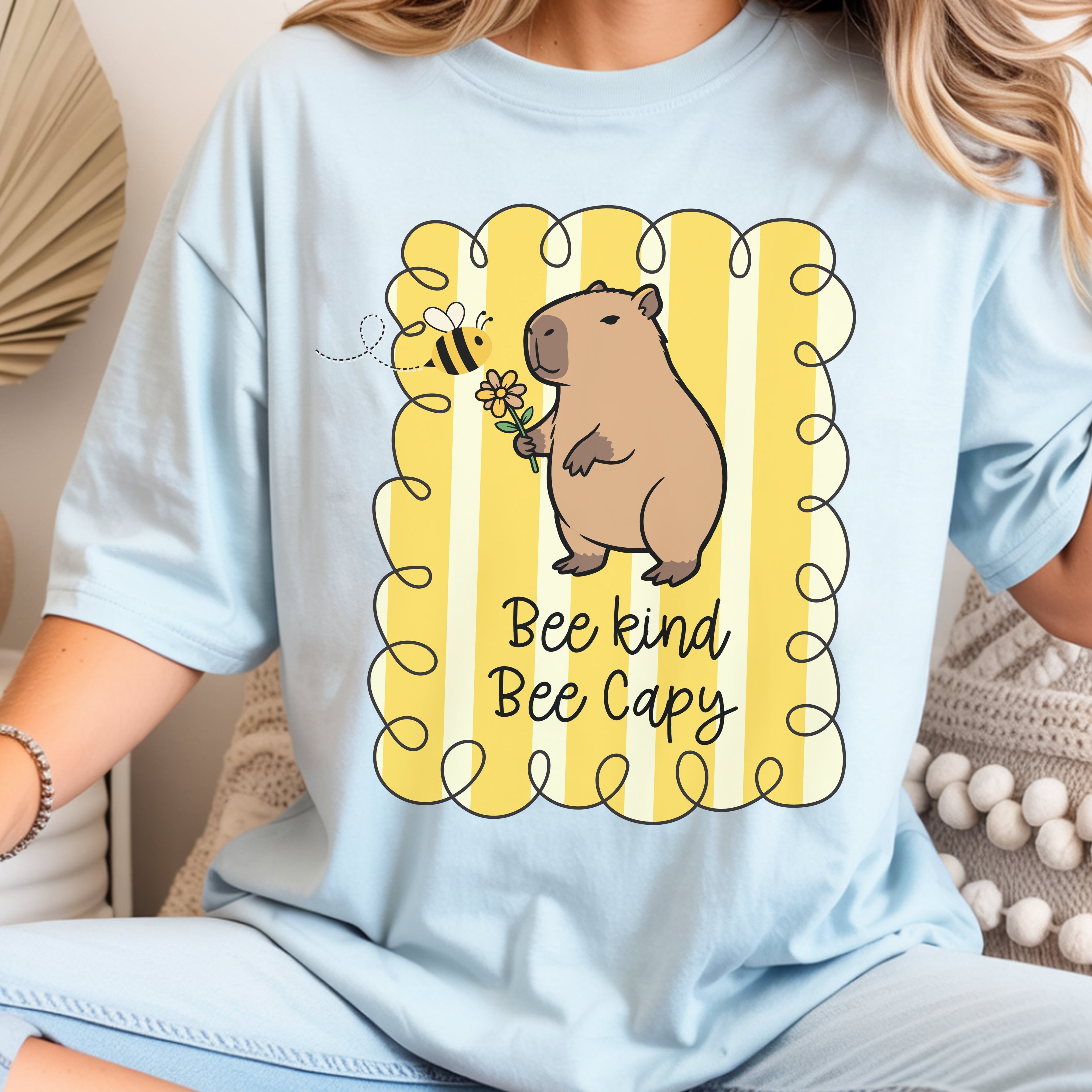 Capybara Be kind Be Capy T-shirt, Comfort Colors, Cute gift, stripe trend
