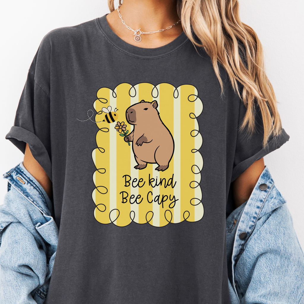 Capybara Be kind Be Capy T-shirt, Comfort Colors, Cute gift, stripe trend