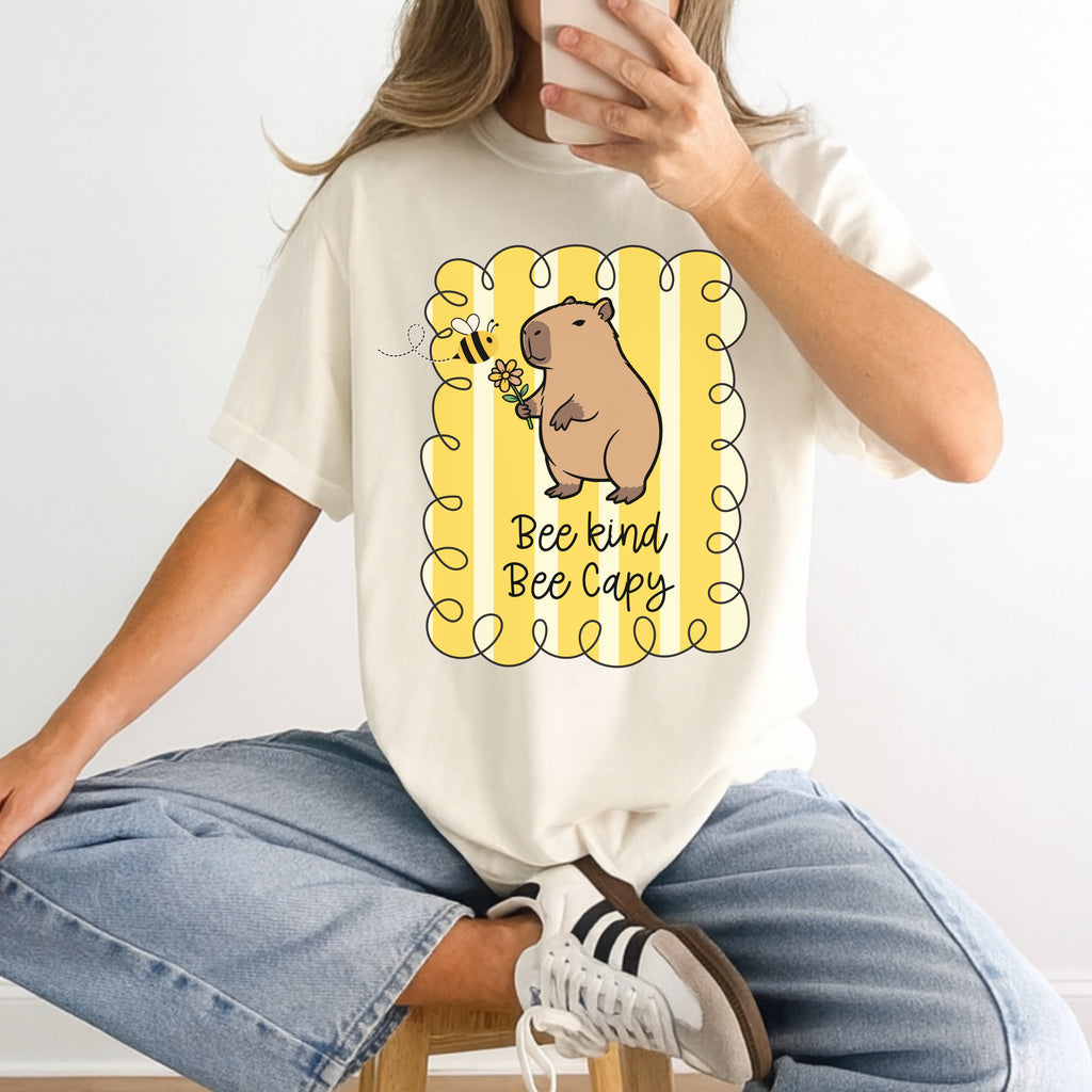 Capybara Be kind Be Capy T-shirt, Comfort Colors, Cute gift, stripe trend